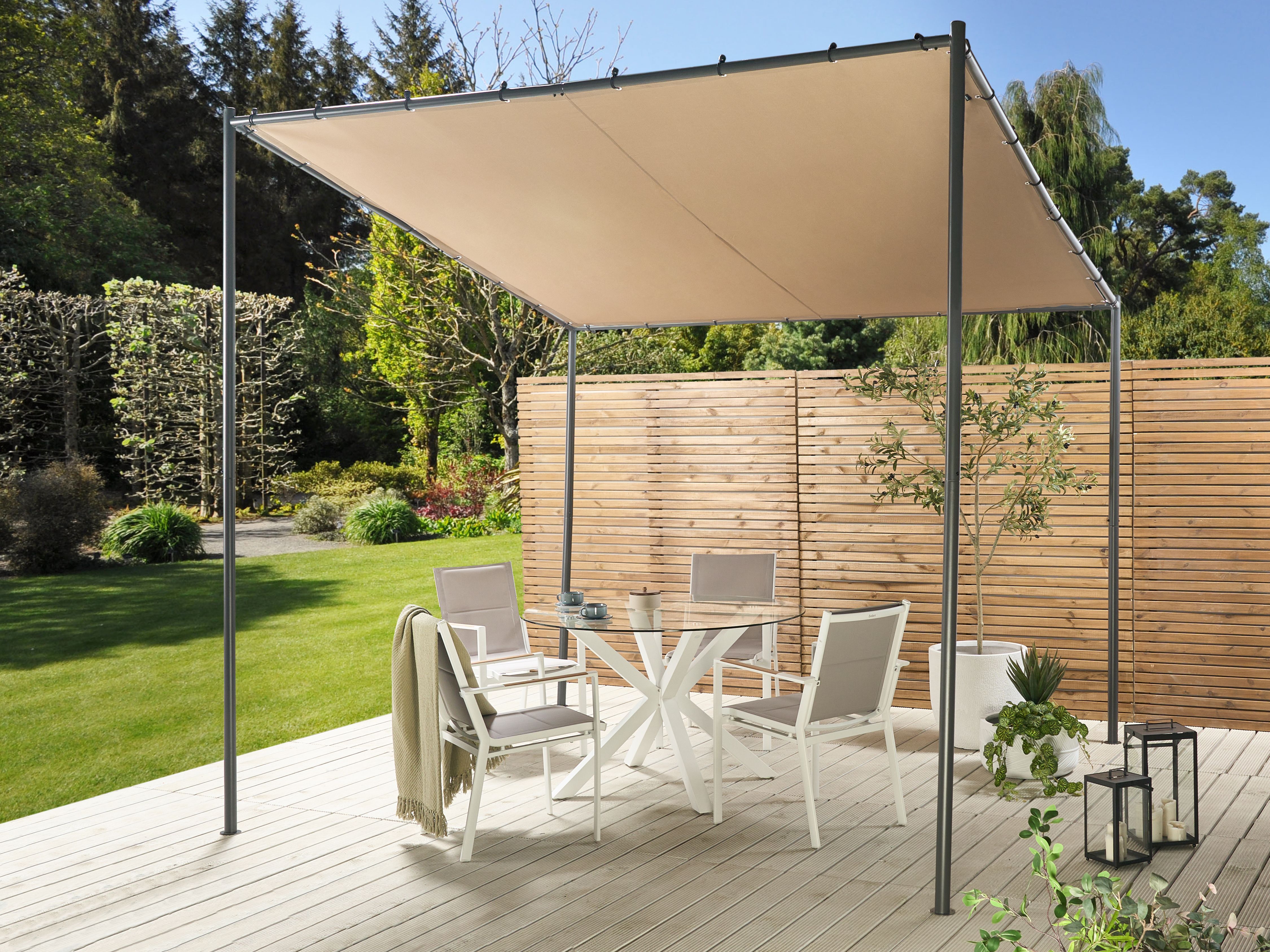 Gazebo VIMINO Metal 282 cm 294 cm Taupe