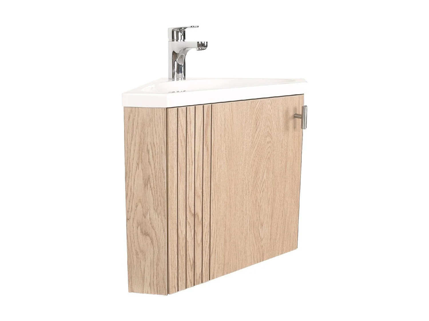 Ensemble meuble lave-mains d'angle décor chêne KODA + robinet