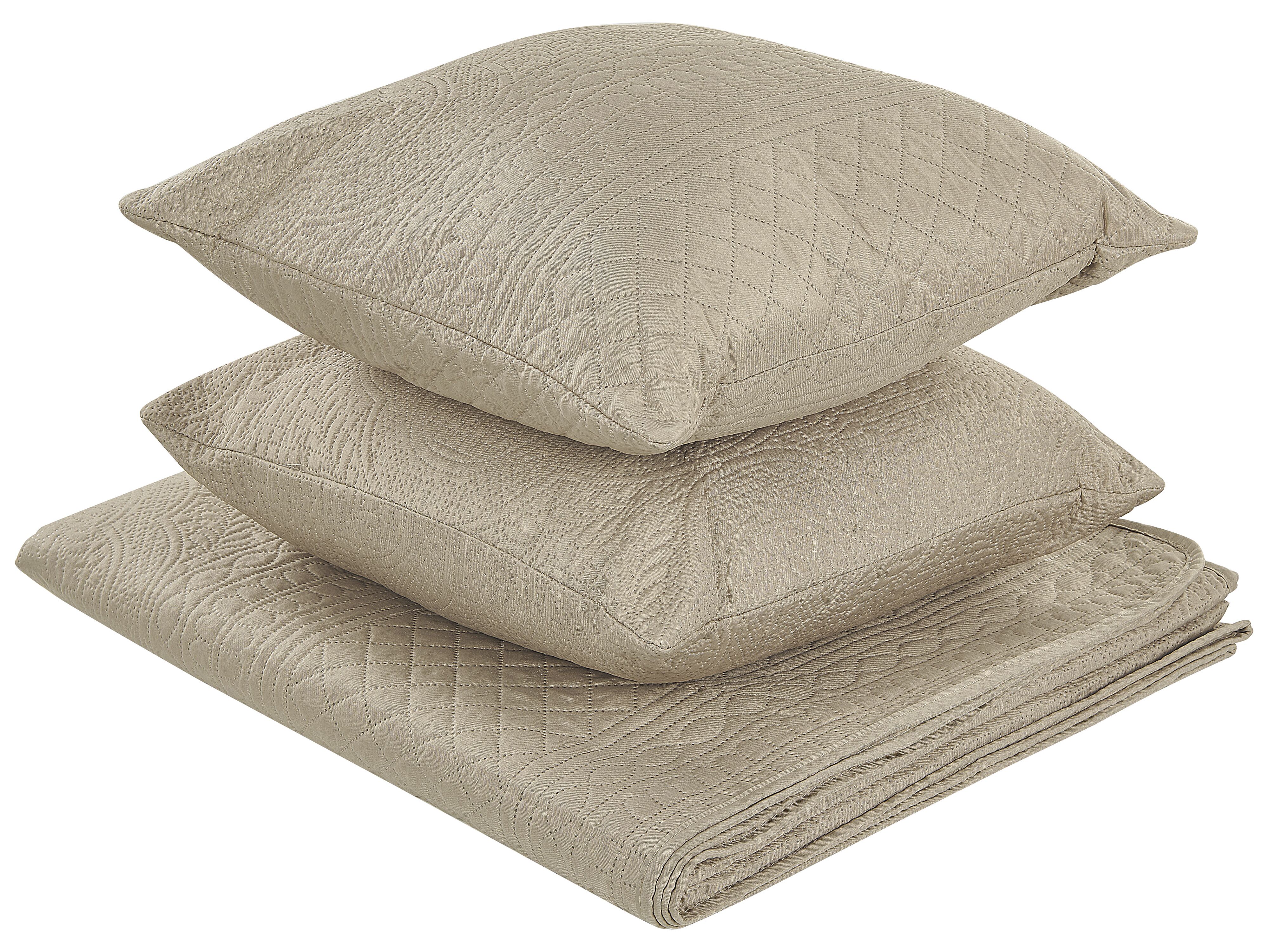 Bedspread with Cushions SHUSH 160 x 220 cm Taupe