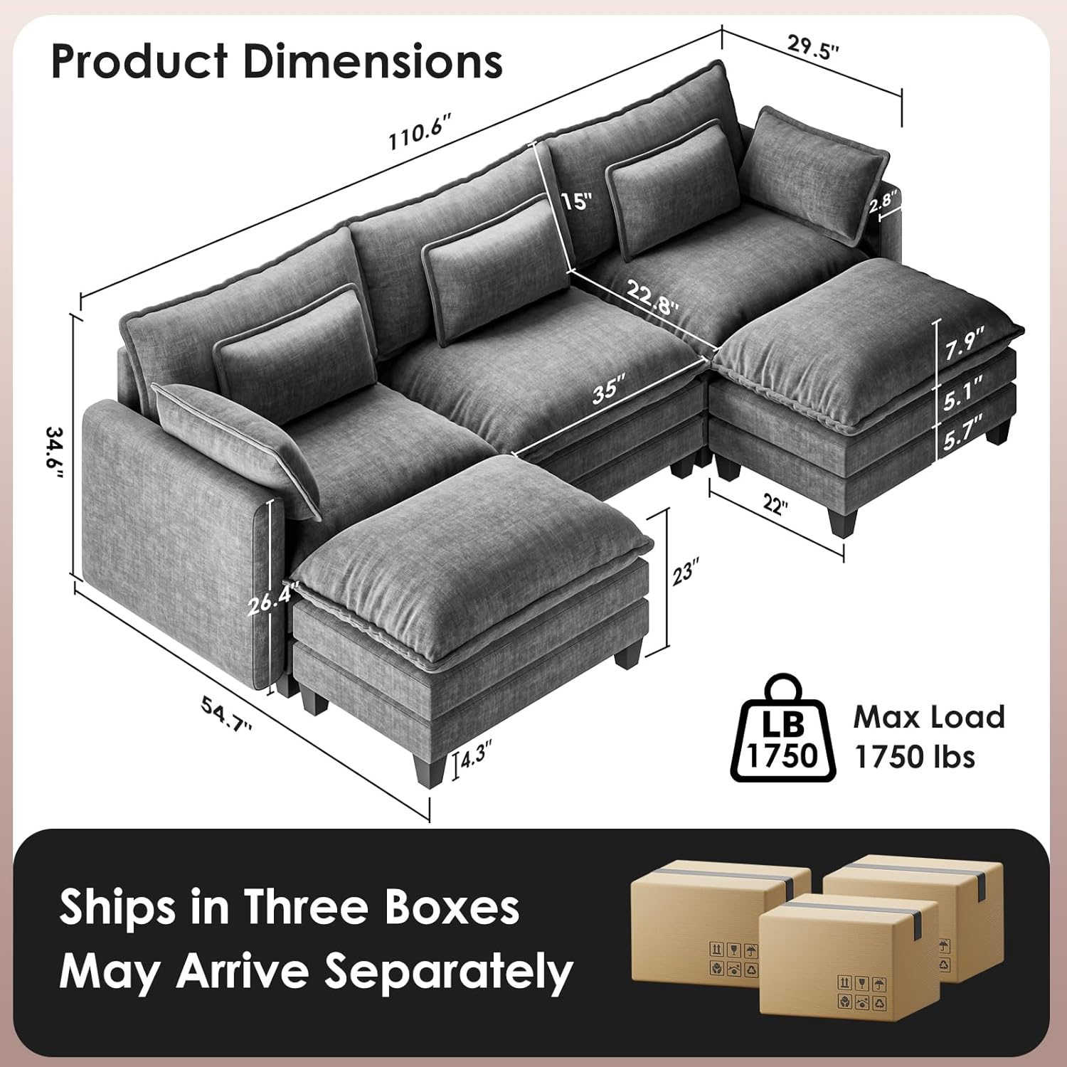 Marsail Modular Sectional Sofa 110.6