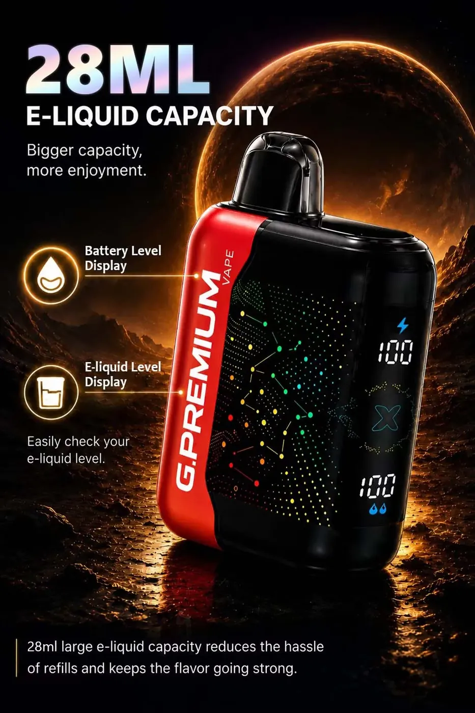 GEEK BAR PREMIUM 60 000 puffów – pojemność e-liquidu 28 ml na jedno urządzenie