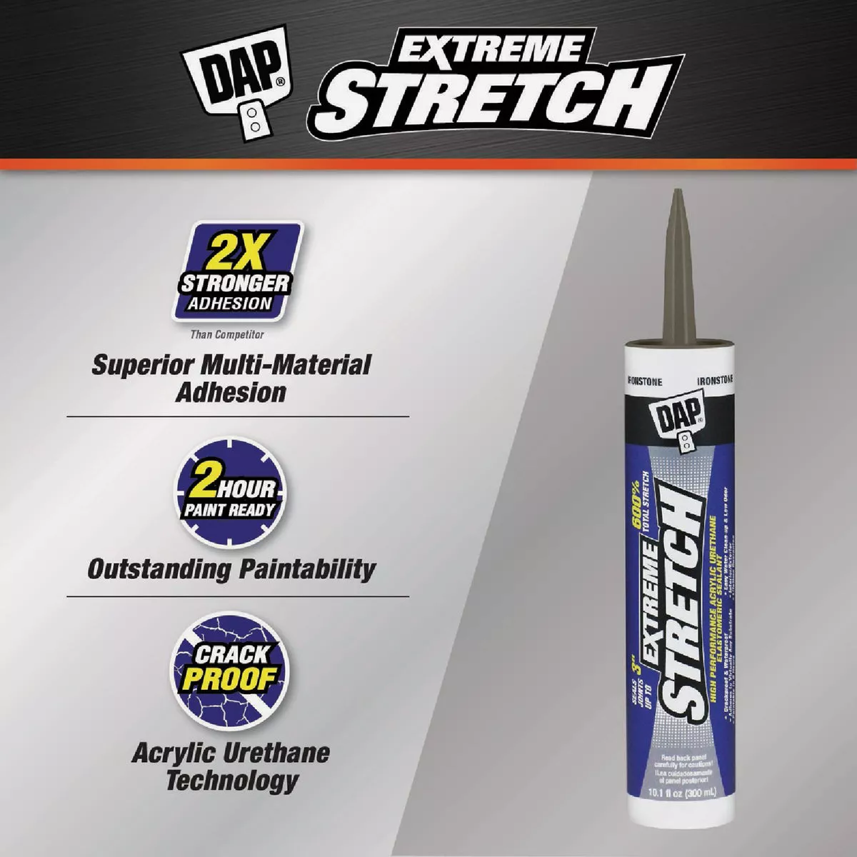 Dap Extreme Stretch 10.1 Oz. Iron Stone Acrylic Urethane Premium Elastomeric Sealant