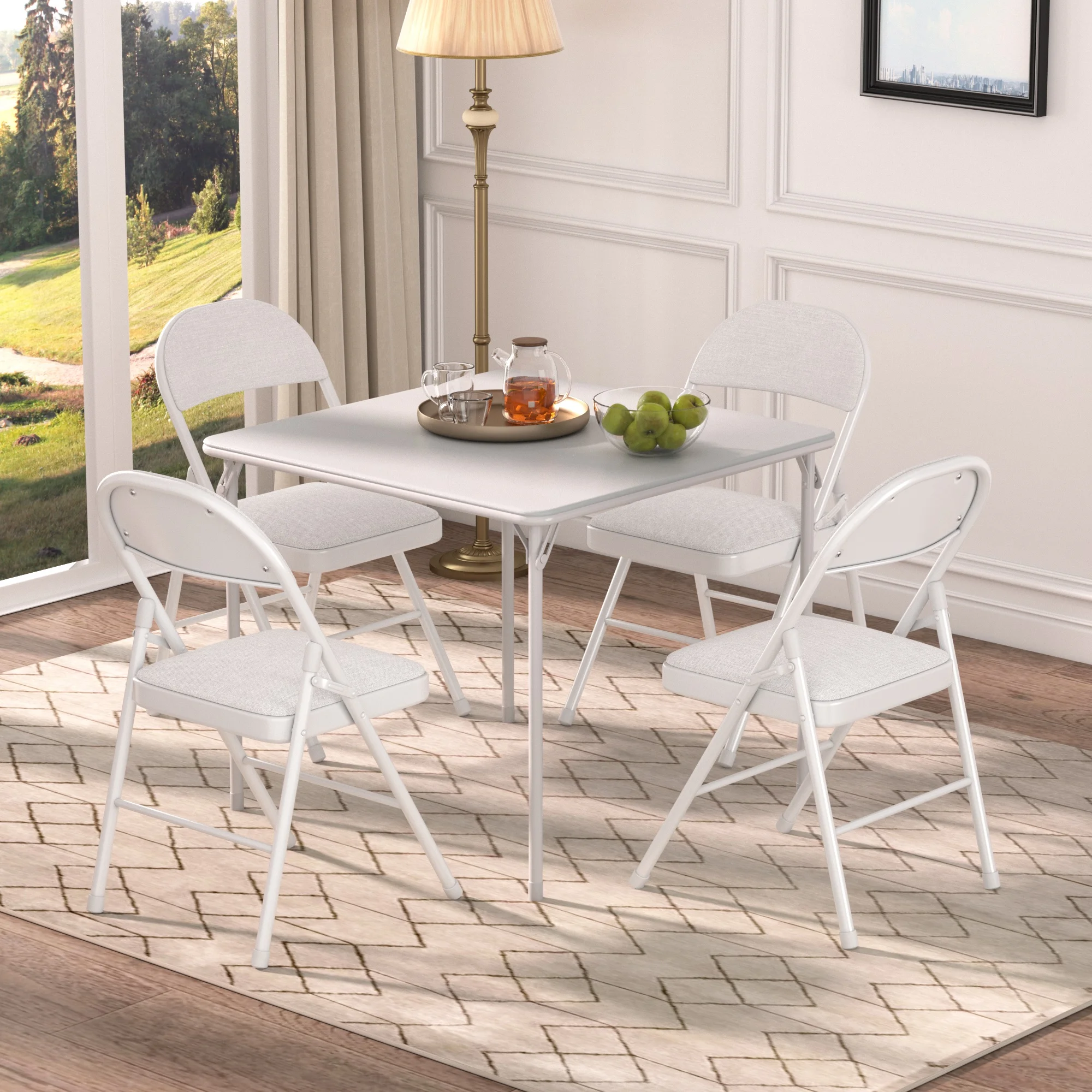 VECELO Set of 4 Folding Chairs, Fabric Dining Chair Set with Padded Cushion and Back, Indoor Outdoor Upholstered Seat with Metal Frame for Home Office Events Wedding Party, Orange - Image 14