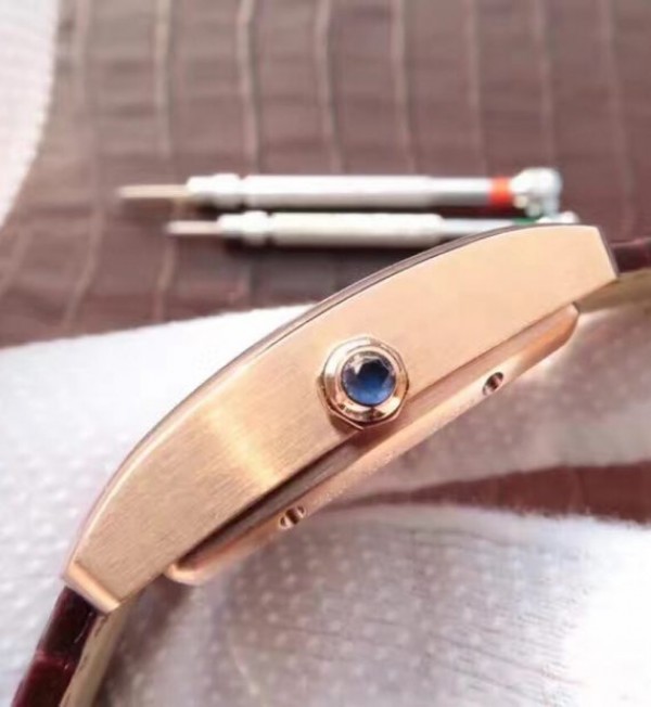 Replica Cartier Tank MC RG Brown Dial RG Mark Brown Leather Strap - Top club