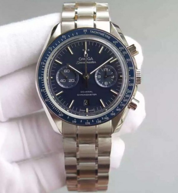 Replica Omega Speedmaster Moonwatch Co-Axial Blue Dial SS Bracelet A9300 - Top club