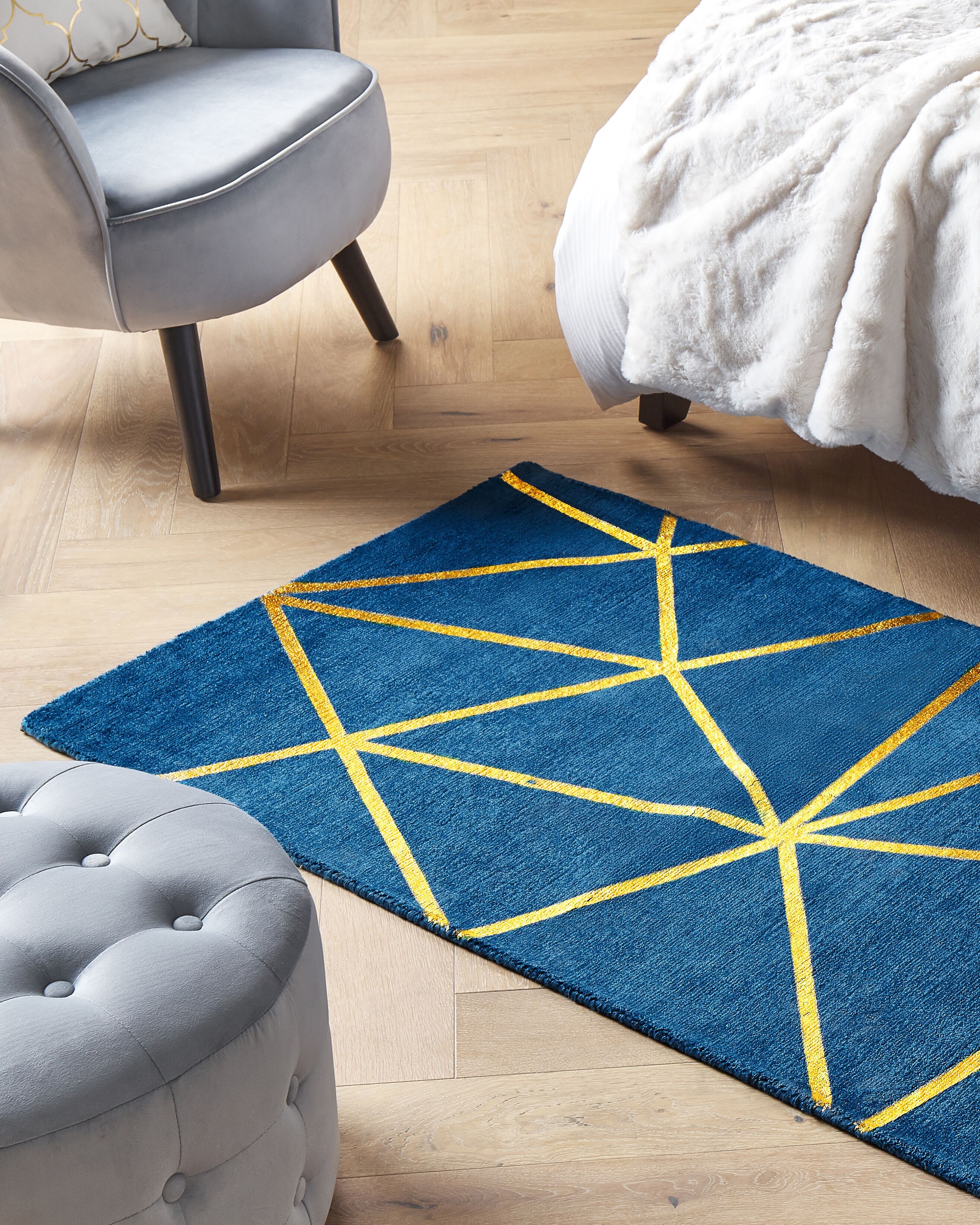 Rug HAVZA Blue 80 x 150 cm Viscose
