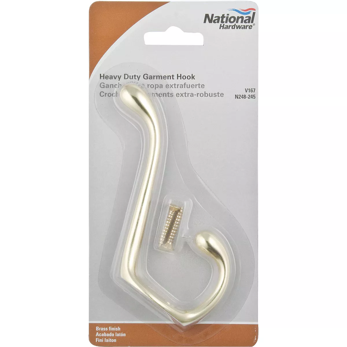 National Hardware Heavy-Duty Brass Wardrobe Hook