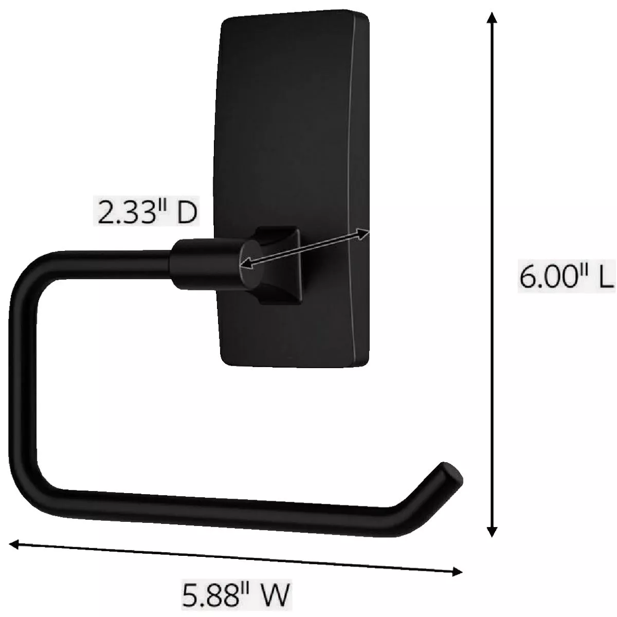 Command Bath Matte Black Adhesive Toilet Paper Holder, 2 Strips