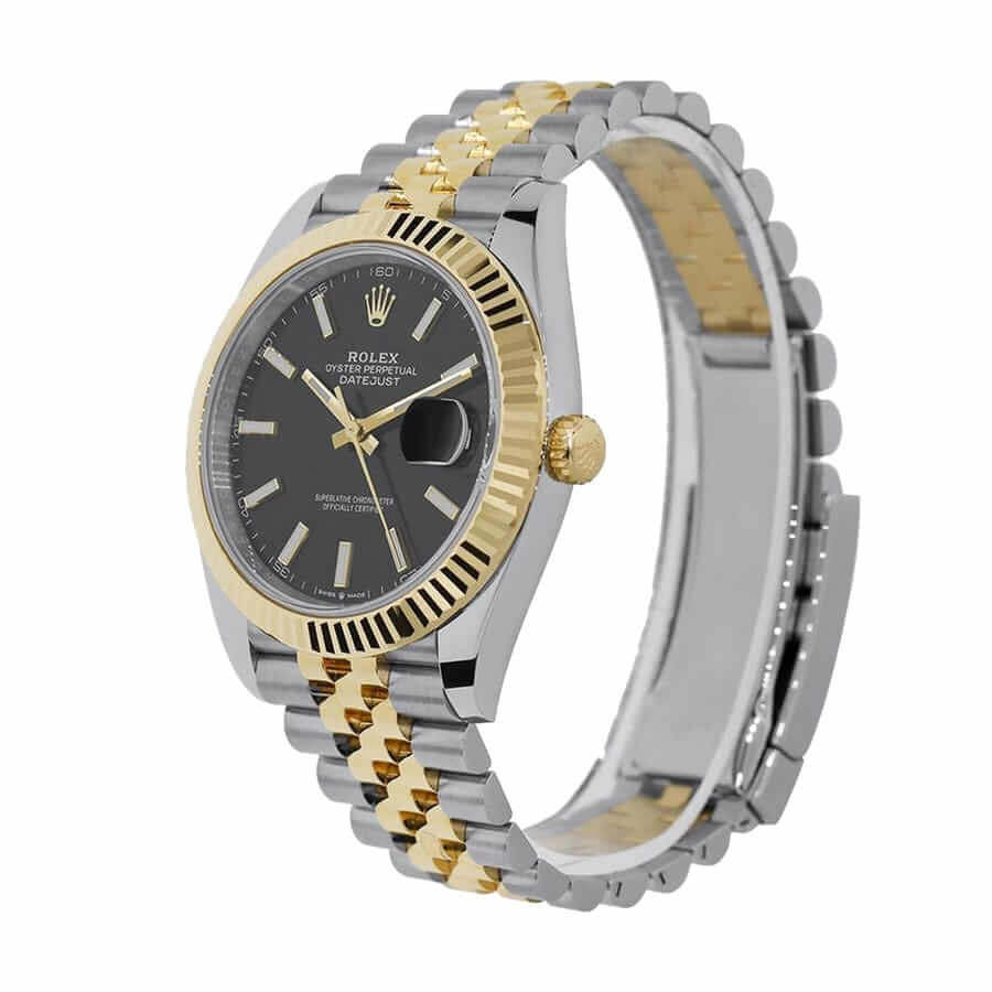 Rolex Datejust 126333 Yellow Gold   Steel Black Dial Jubilee Replica - Elite Watch Atelier