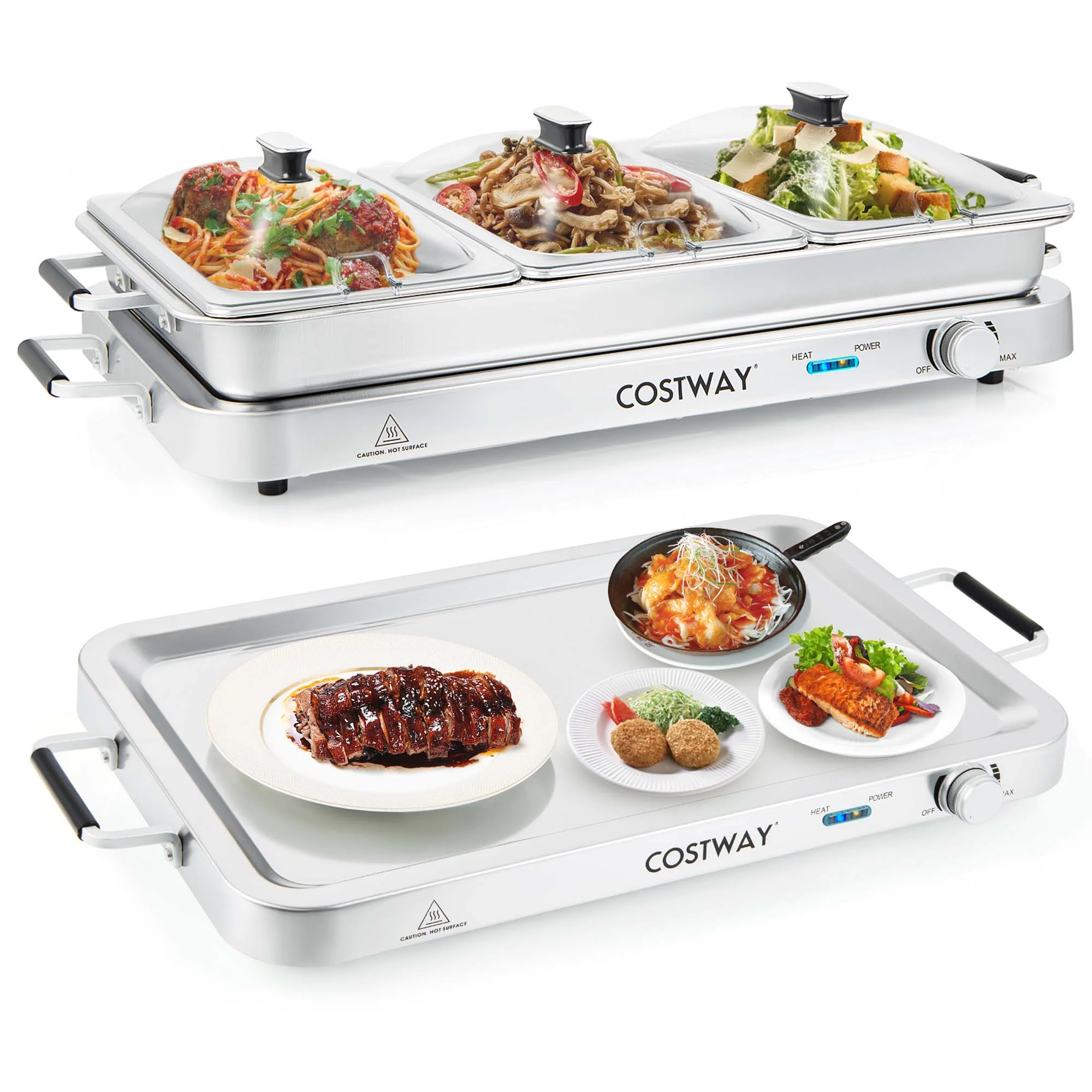 Costway Food Warmer Buffet Server 450W Stainless Steel Electric Warming Tray for Parties - Image 10