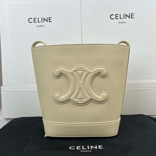 Celine CUIR TRIOMPHE small smooth cowhide bucket bag yellowtail