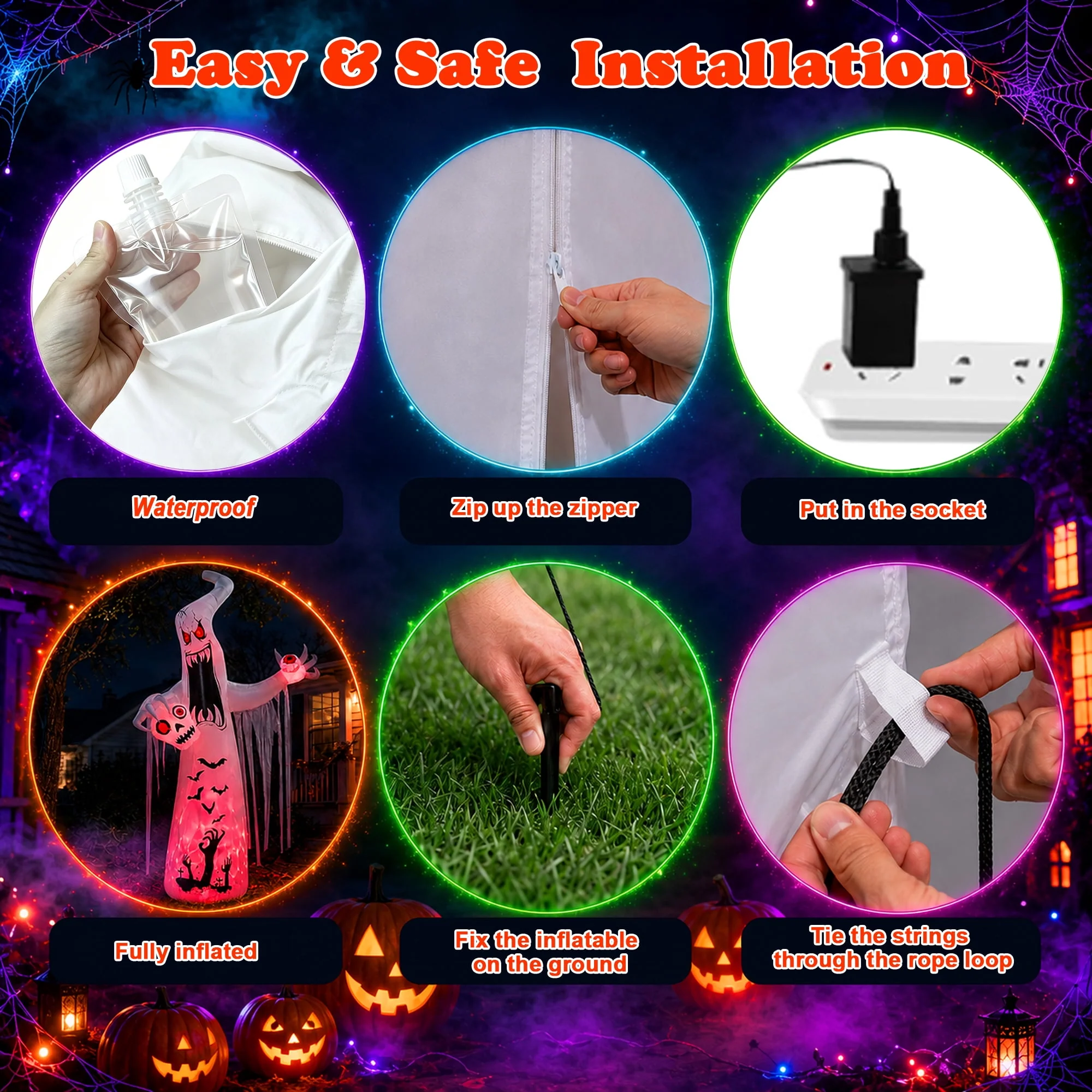 Faburo 12 ft Halloween Inflatable Ghost with Skull and Bleeding Eyeball, Outdoor Blow Up Yard Decoration for Party and Garden - Image 8 Faburo 12 ft Halloween Inflatable Ghost with Skull and Bleeding Eyeball, Outdoor Blow Up Yard Decoration for Party and Garden - Image 8
