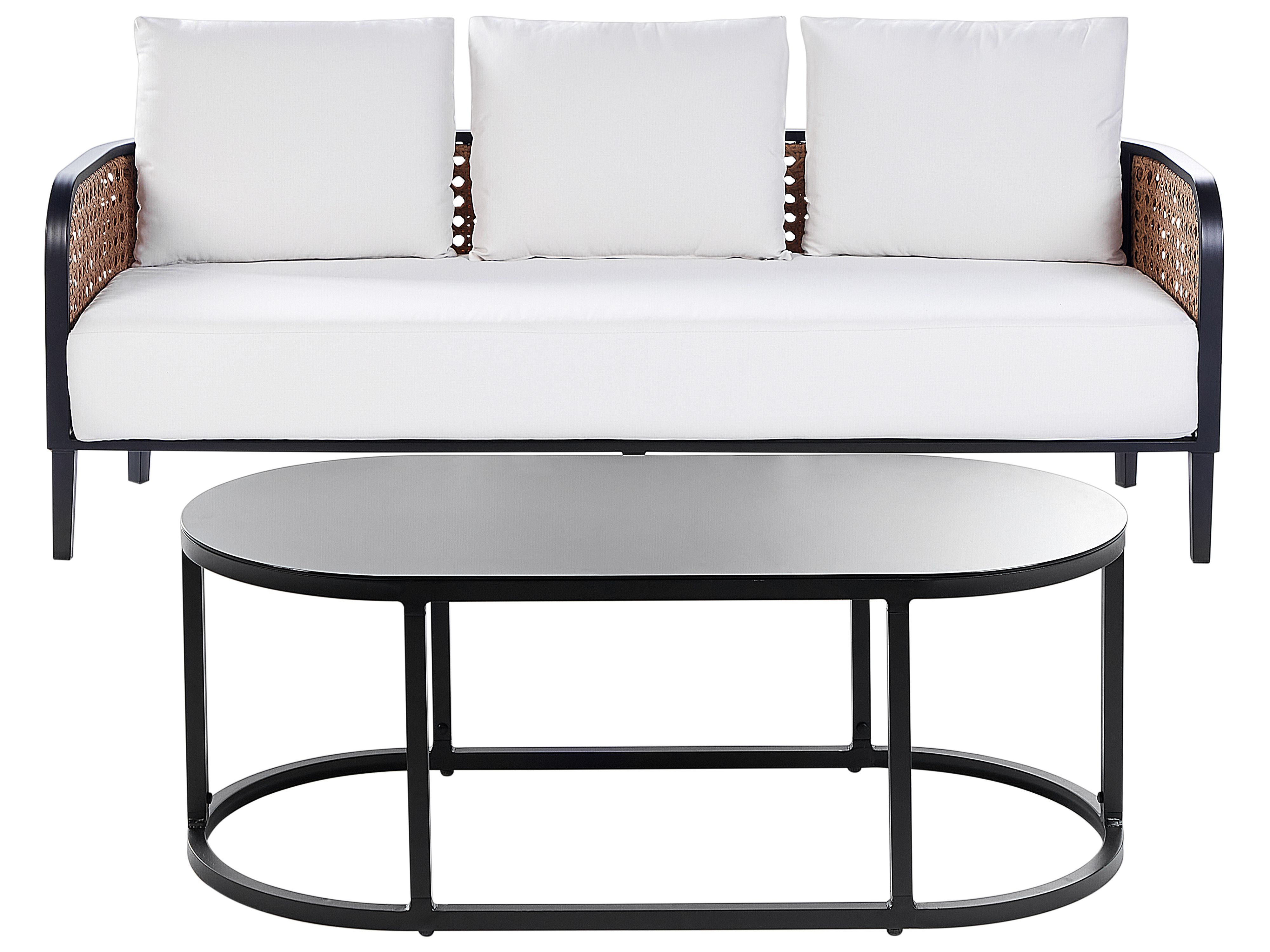 Garden Lounge Set with Table 3 Seater MONTEFALCO Metal White