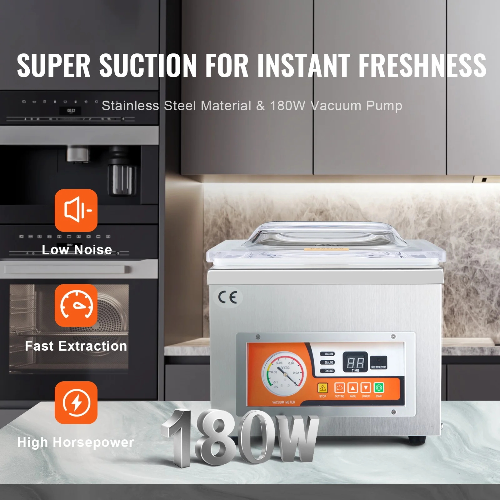 Chamber Vacuum Sealer Machine Commercial Food Saver Bag Packing Sealing 260w