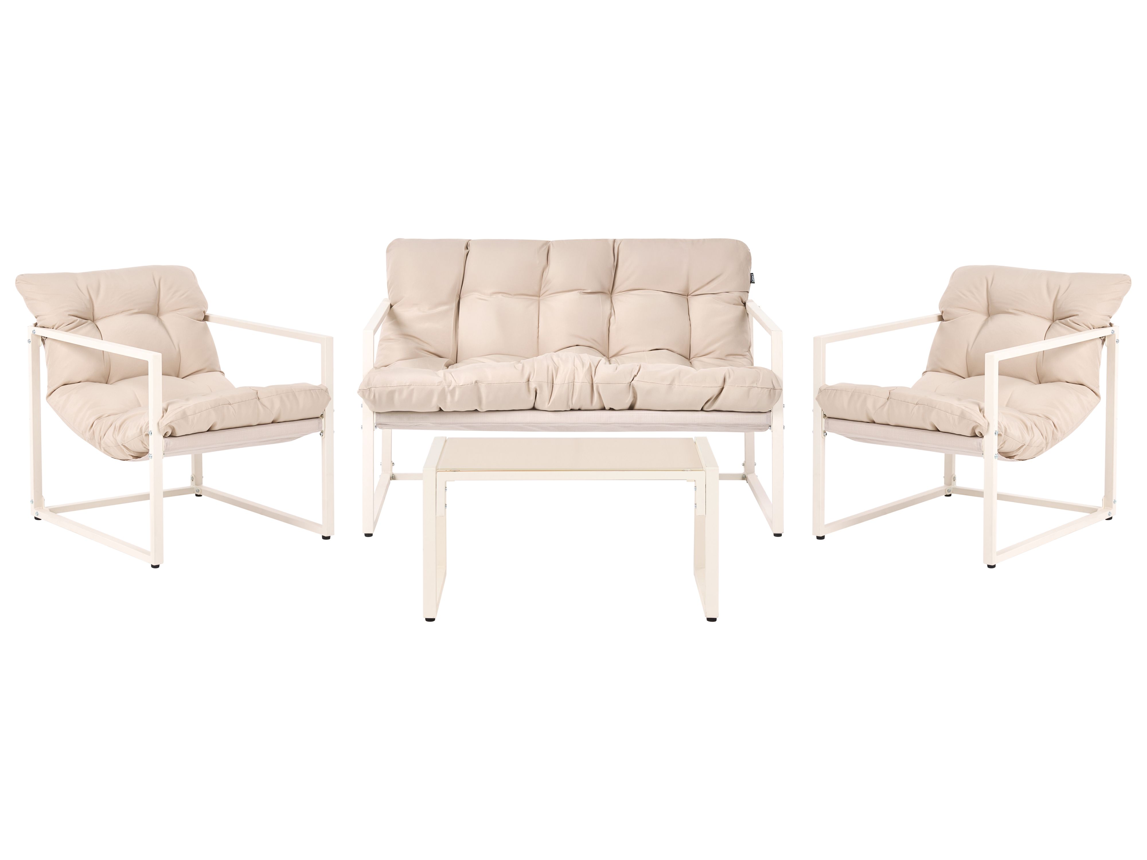 Garden Lounge Set with Table 4 Seater GARDA Metal Beige