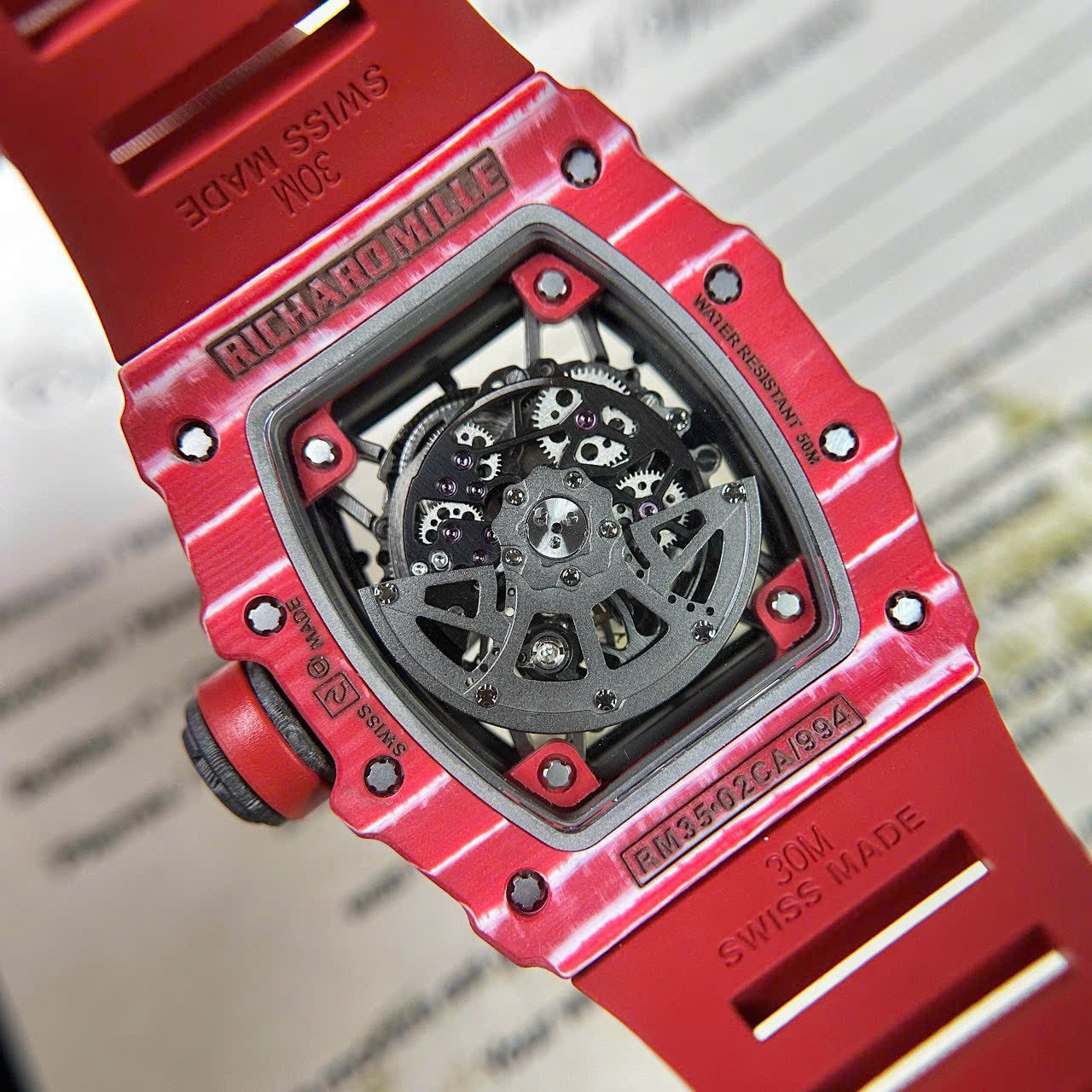 Richard Mille RM35-02 Replica 1:1 Watch Red Full Carbon BBR 45mm - Top club