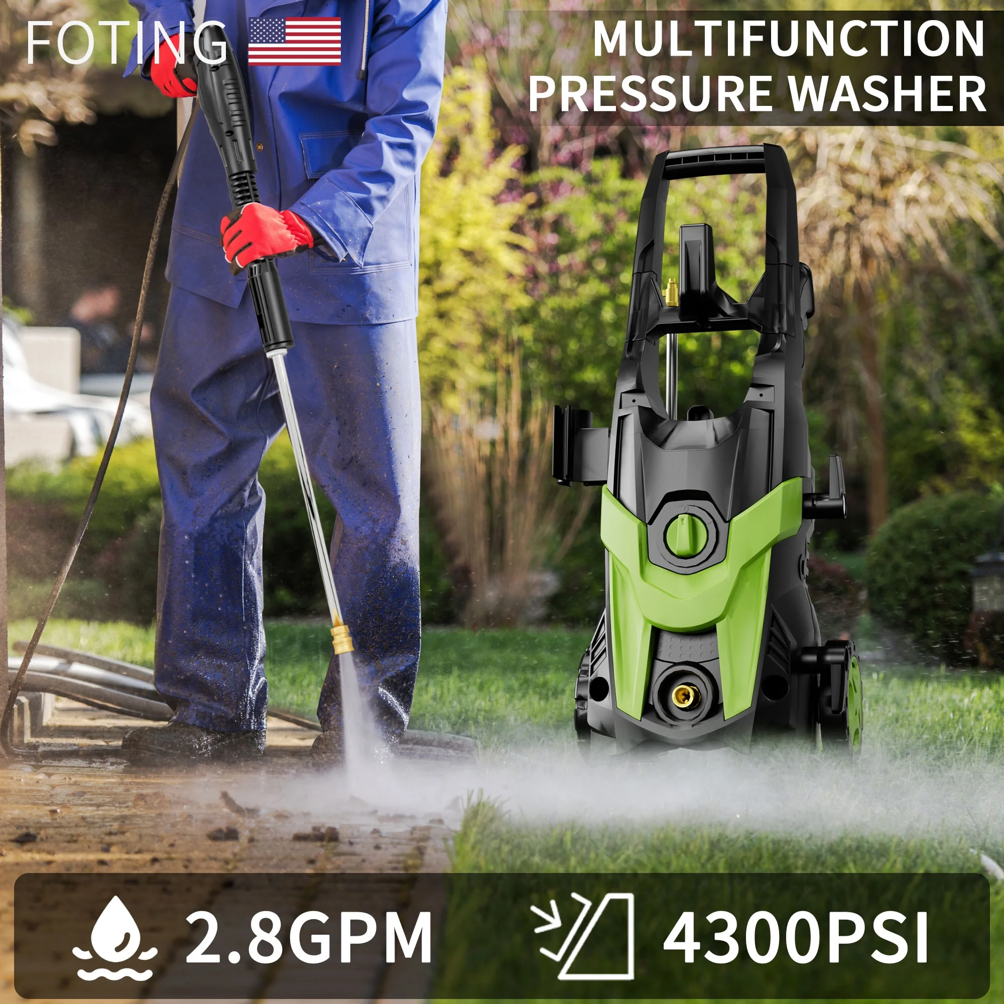 Electric Pressure Washer, 4500 PSI 3.2 GPM Power Washer with 4 Quick Connect Nozzles, High Pressure Cleaning Machine with Foam Cannon for Cars/Fences/Driveways/Patios/Home Cleaning - Image 26
