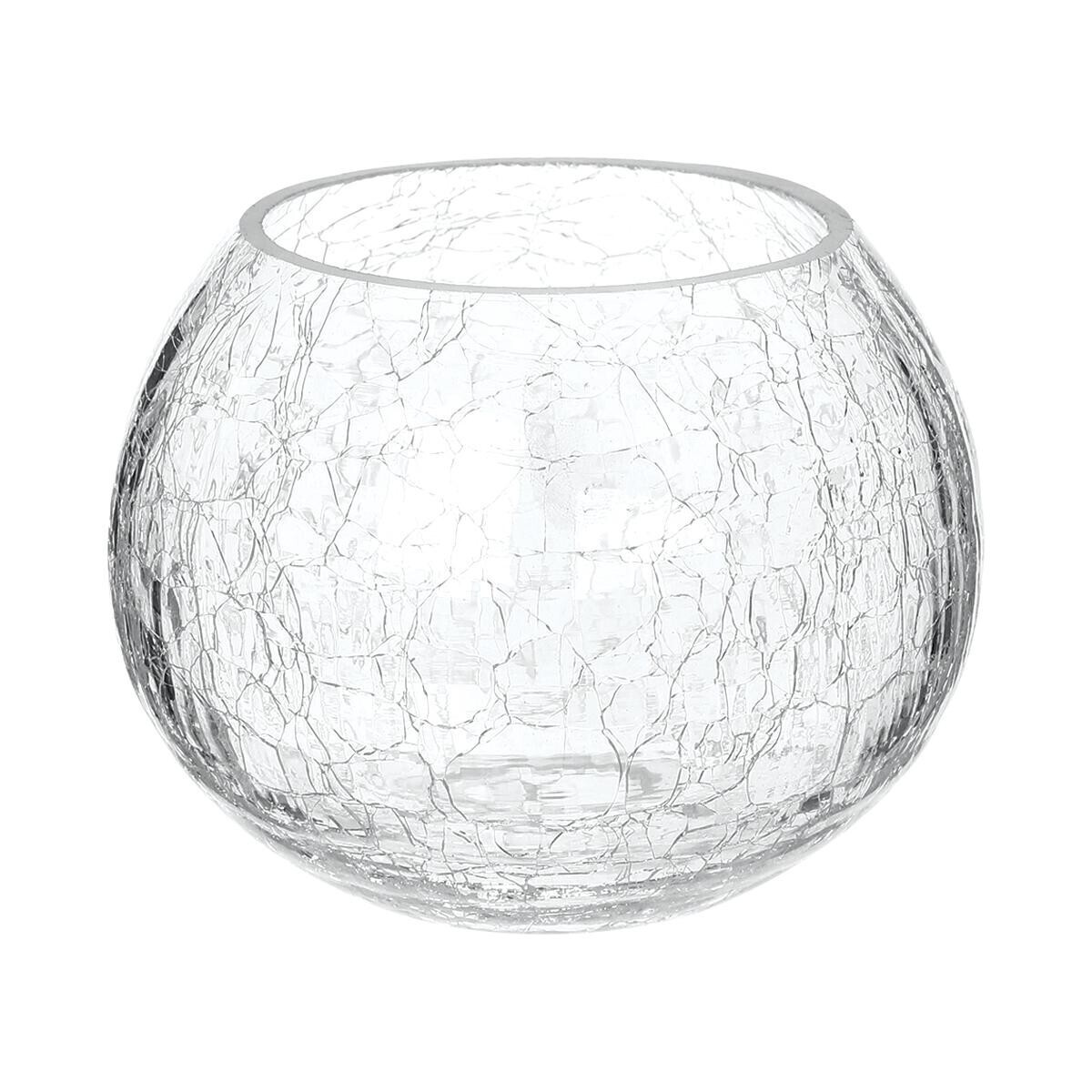 Candle holder cracked glass H.10 cm