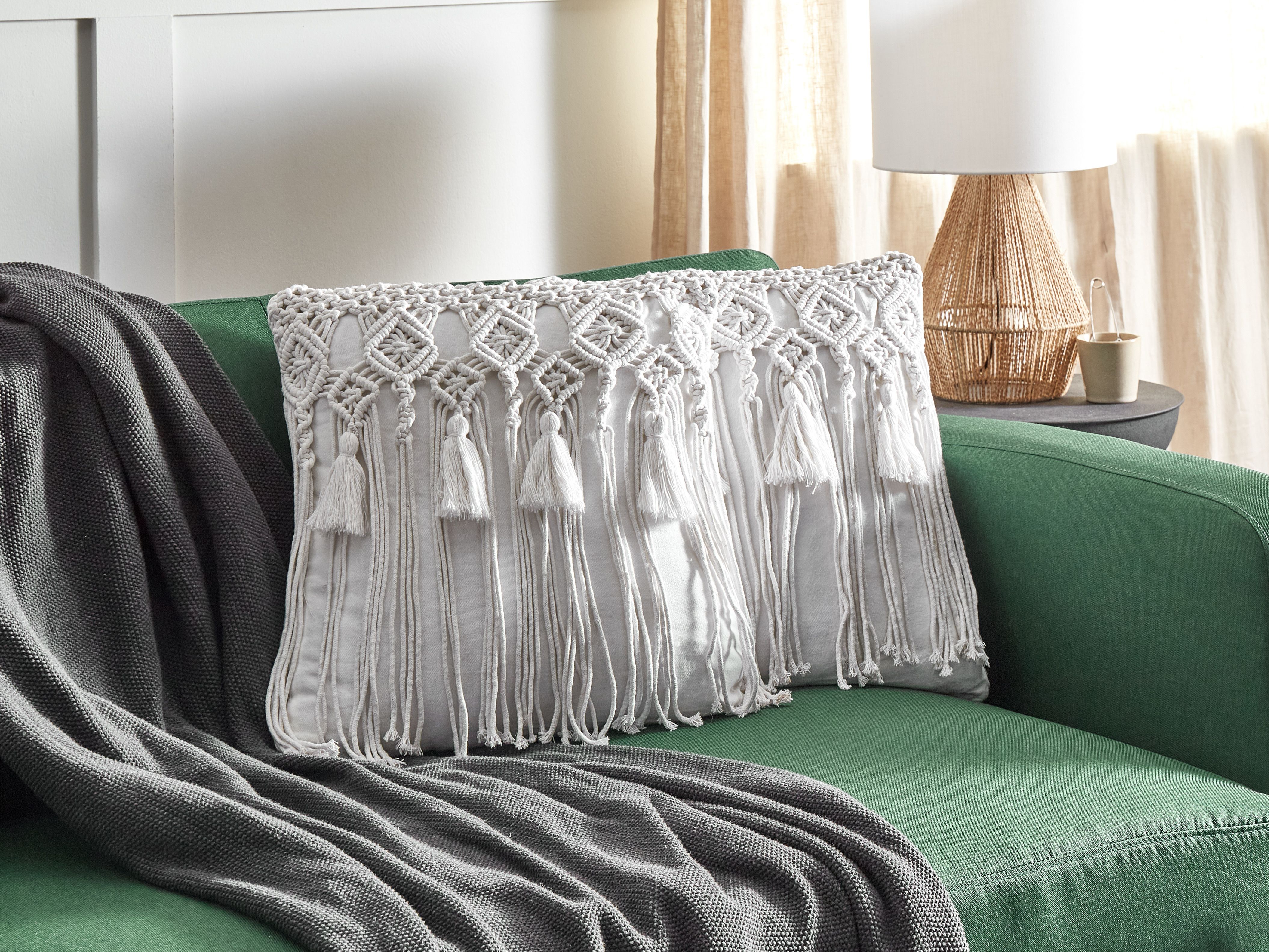 Set of 2 Decorative Cushions BAMIAN Cotton 45 x 45 cm Off-White Geometric Pattern