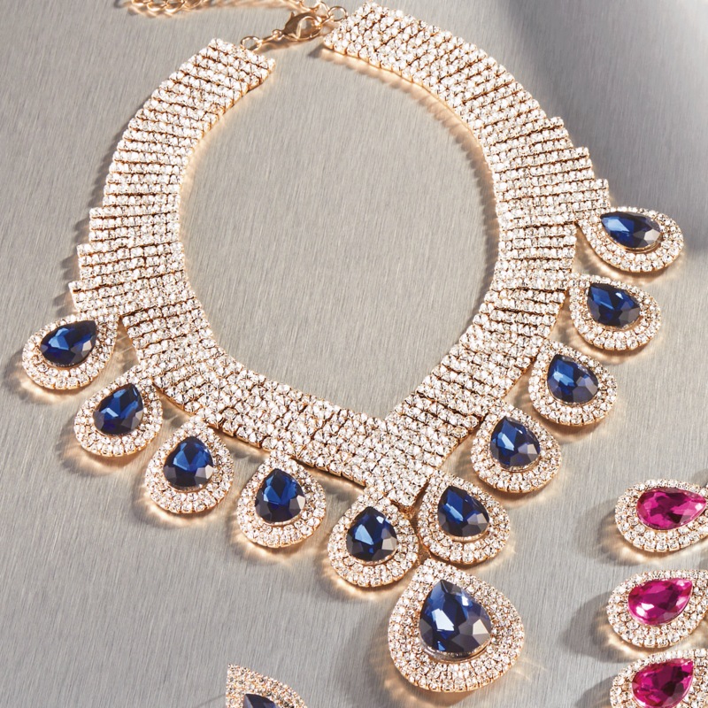 Crystal Pear-Drop Necklace and Earring Set - MIDNIGHT VELVET CATALOG