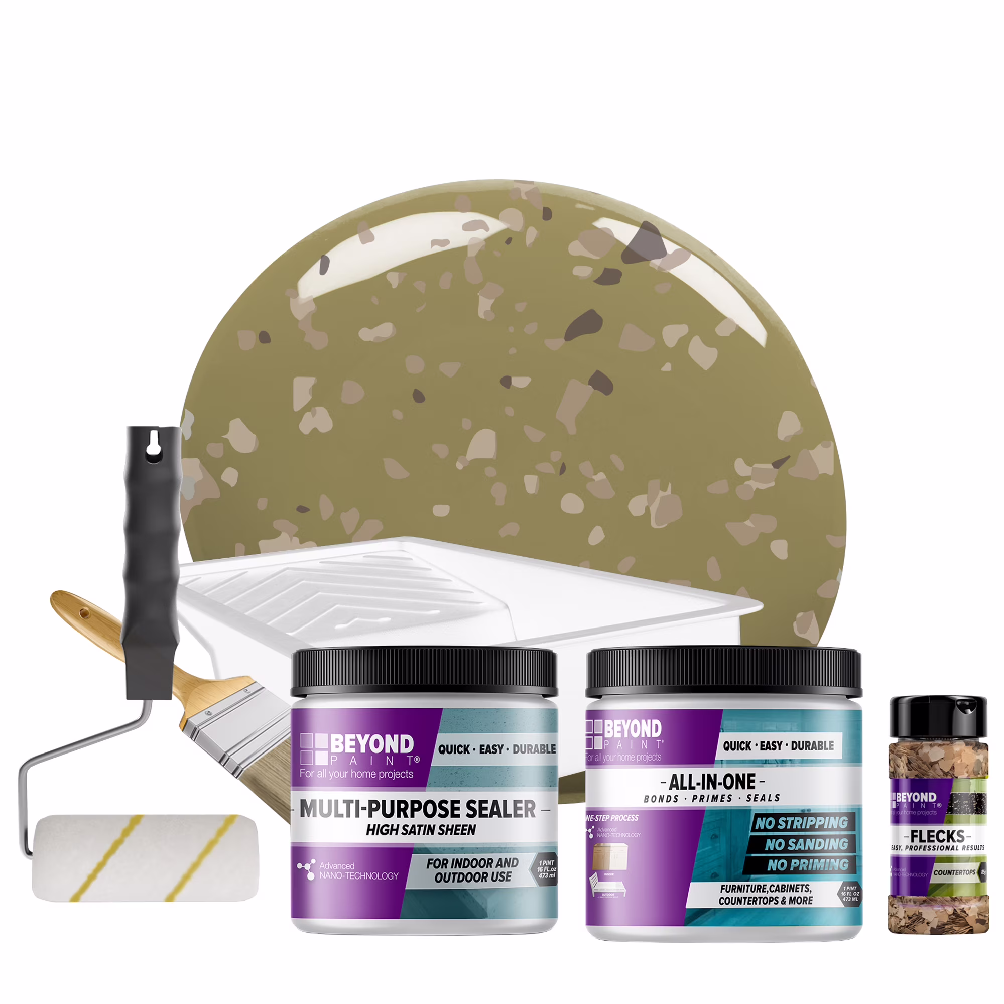 Beyond Paint Countertop Makeover Kit with Paint, Sealer, Flecks and Tools for Countertops, Bright White - Image 7