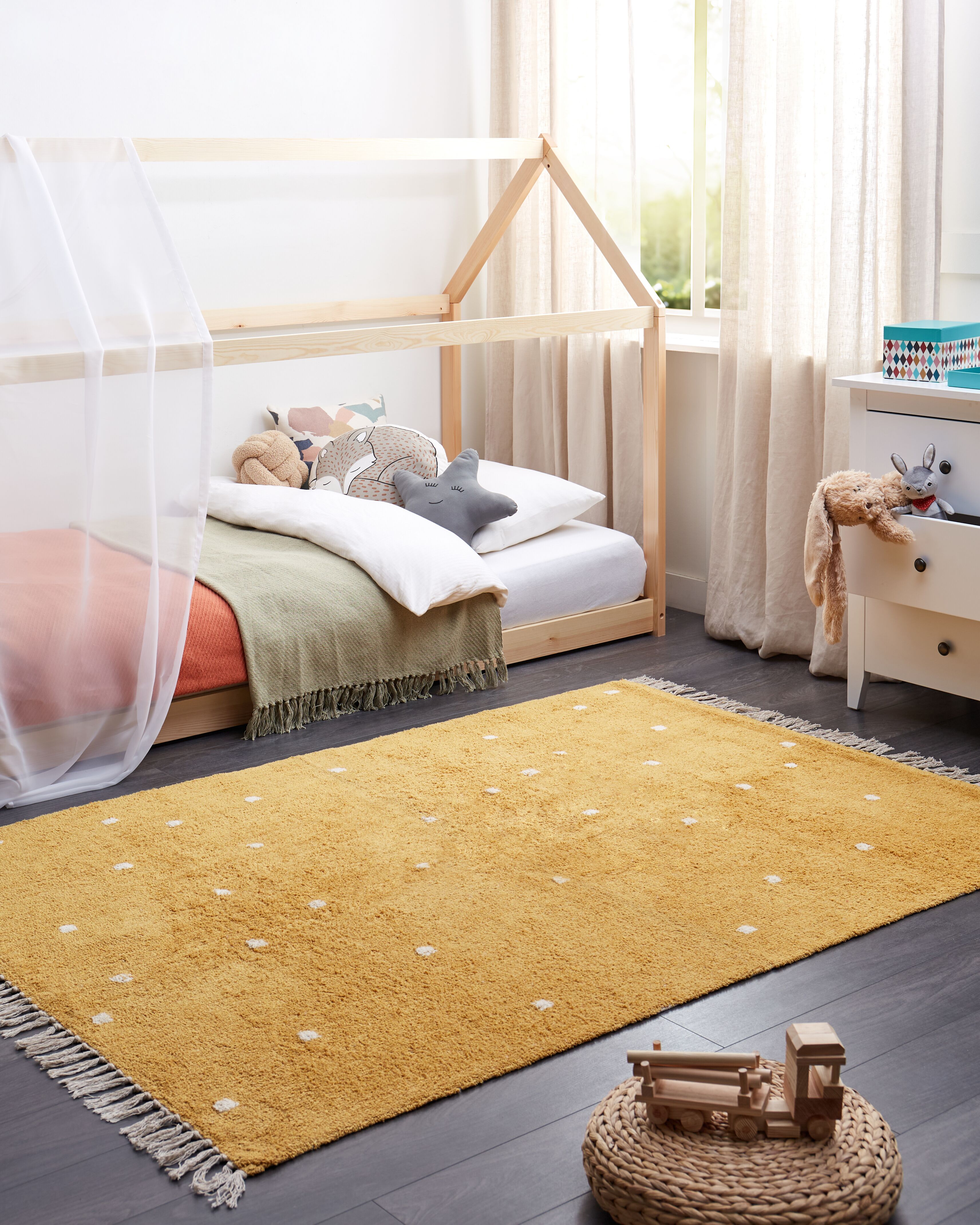 Rug ASTAF Mustard 140 x 200 cm Cotton