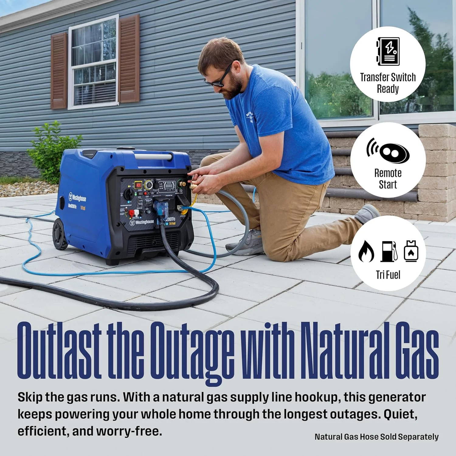 Westinghouse Tri-Fuel Portable Inverter Generator 8200 Peak Watt With Remote Electric Start - iGen8200TFc - Image 8 Westinghouse Tri-Fuel Portable Inverter Generator 8200 Peak Watt With Remote Electric Start - iGen8200TFc - Image 8