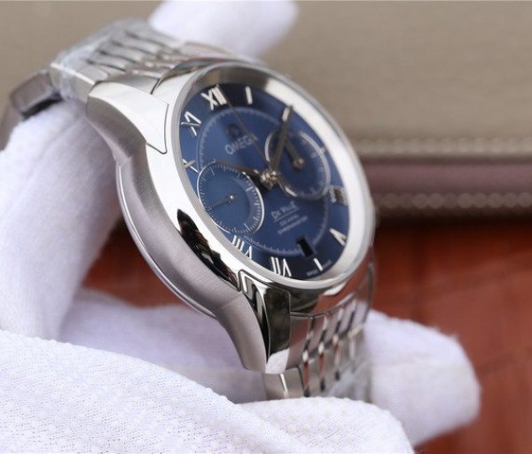Replica Omega OMF De Ville Chronograph 42mm Blue Dial SS Bracelet A9300 - Top club