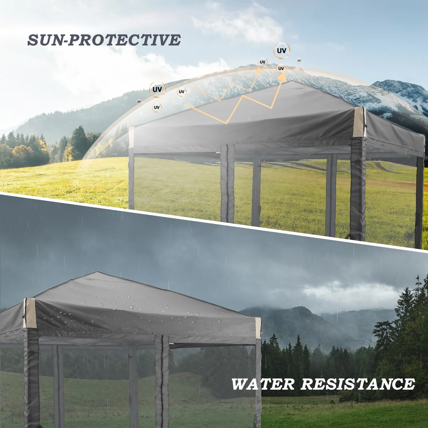 Aoodor 12'x12' Pop Up Canopy with Removable Mesh Sidewalls, Outdoor Portable Instant Shelter Tent-Black - Image 9