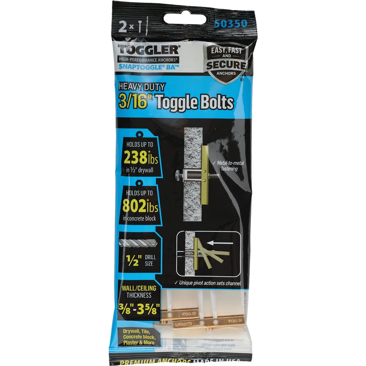 Toggler Snaptoggle 3/16 In.-24 x 2 In. Toggle Bolt (2-Count)