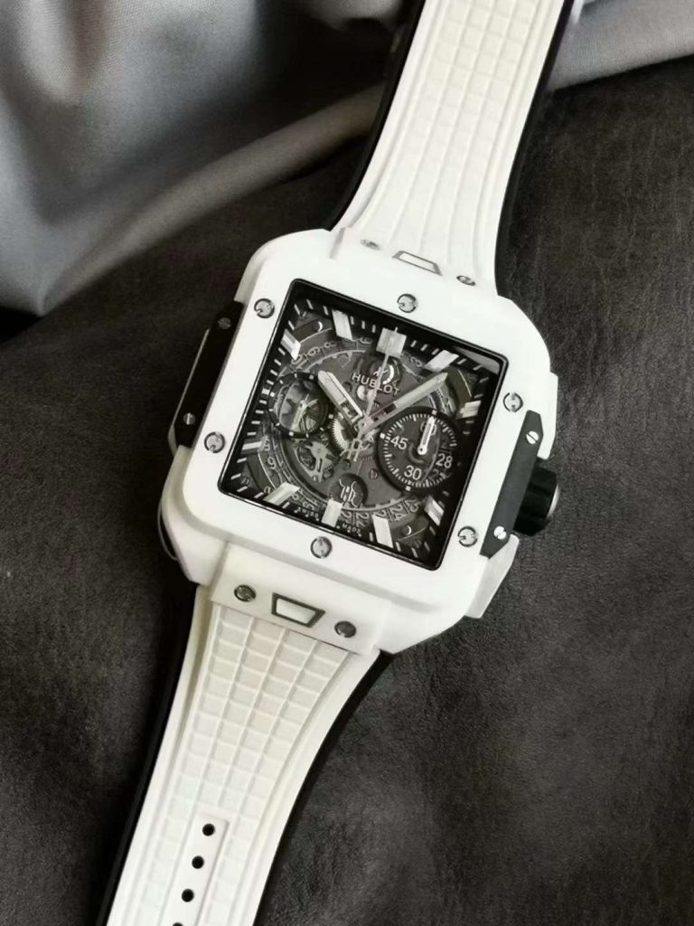 Hublot Replica 1:1 Watch White Ceramic Square Bang Unico Chronograph Factory BBF 42mm - Elite Watch Atelier