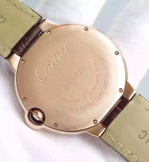 Replica Cartier Ballon Bleu 40mm RG Diamonds Bezel Whit Dial Leather Strap MIYOTA9015 - Top club