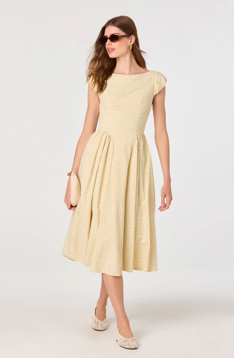 Emalee Plaid A-Line Midi Dress