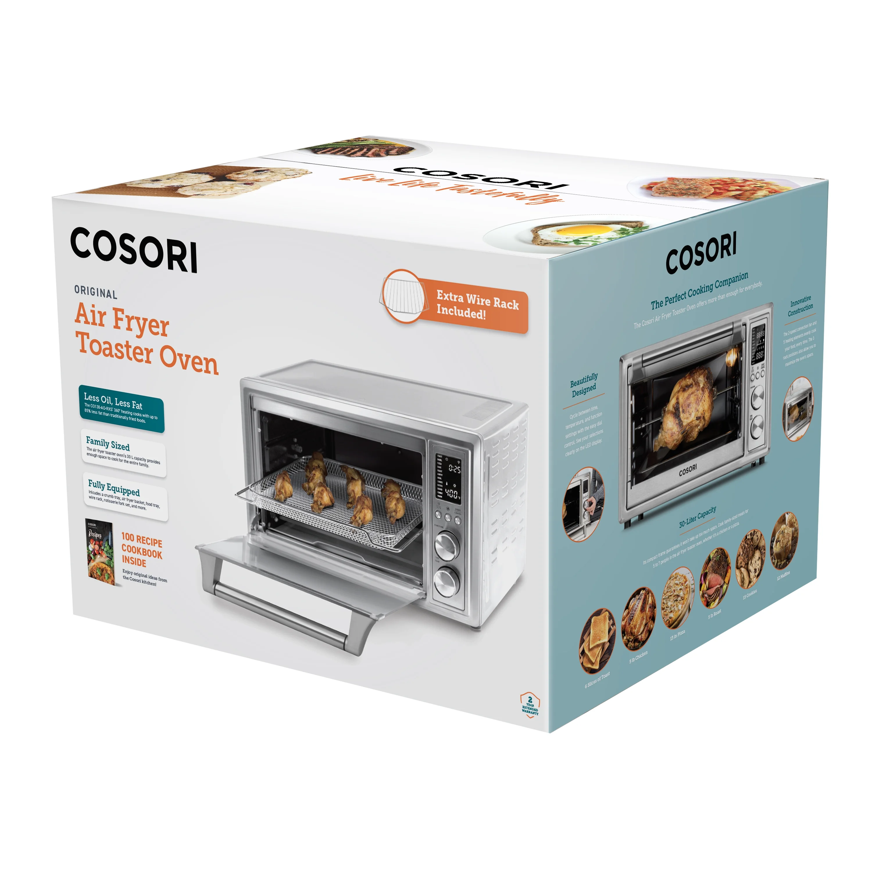 Cosori 9-Slice Smart Air Fryer Toaster Oven, Stainless Steel, Silver