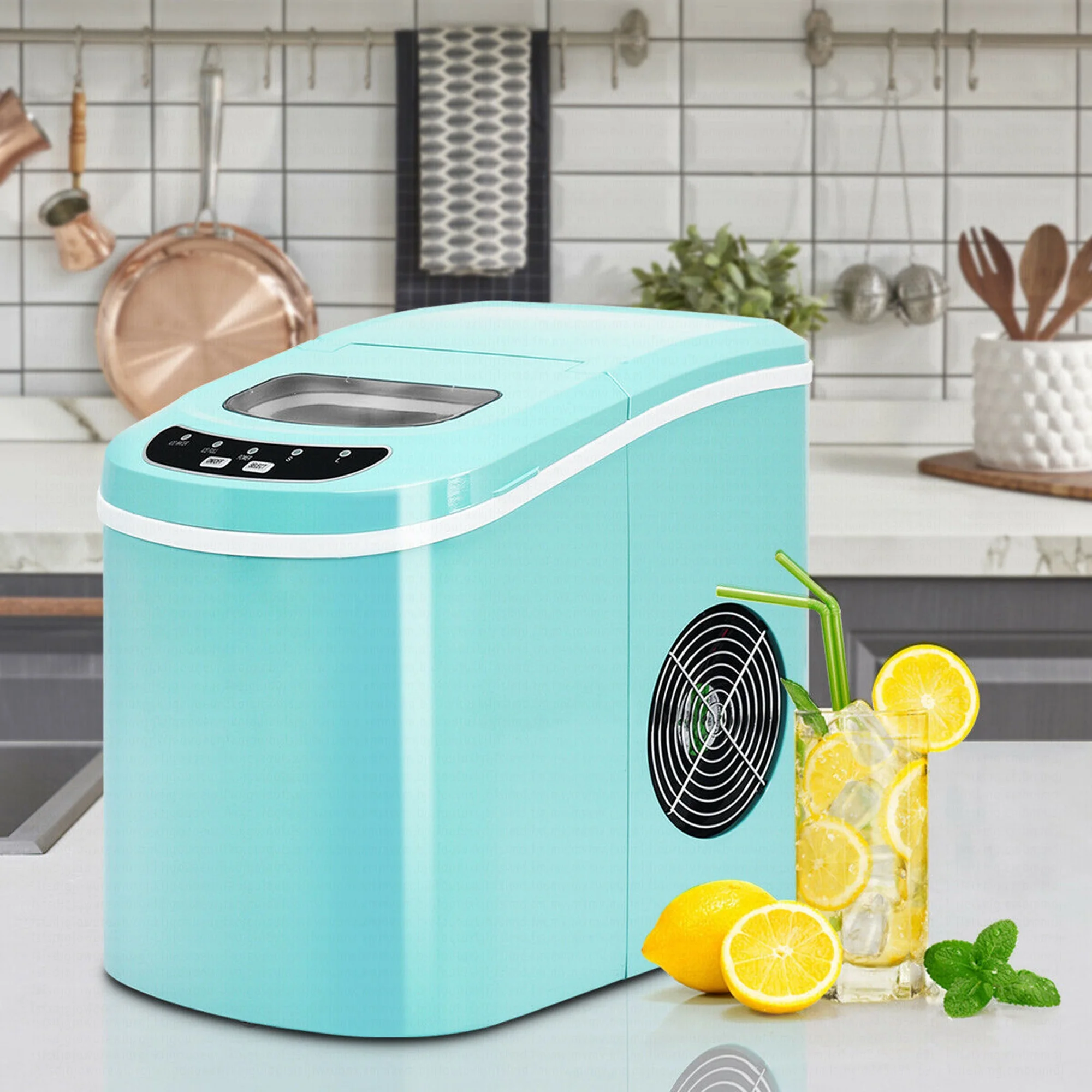 Costway Silver Portable Compact Electric Ice Maker Machine Mini Cube 26lb/Day - Image 38