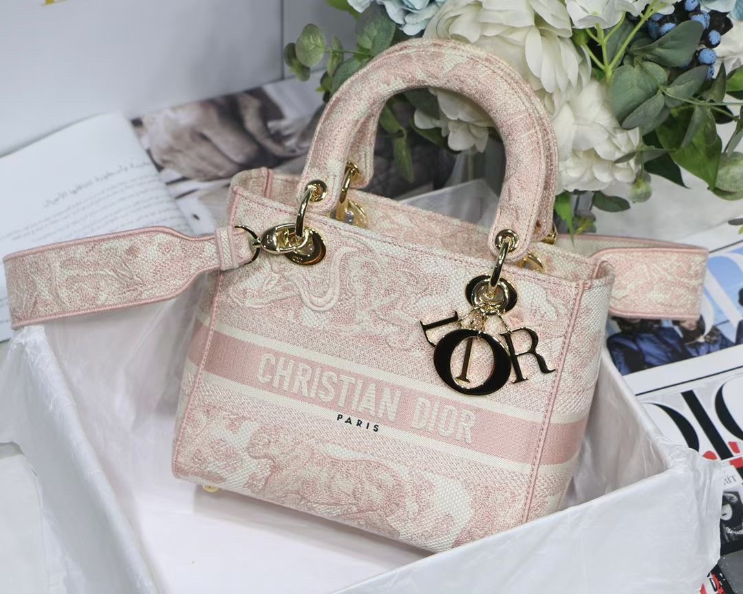 Christian Dior Medium Lady D-Lite Bag Pink, For Women, Women’s Handbags 24cm/9.5in CD M0565OTDT_M9121:1High-quality replica