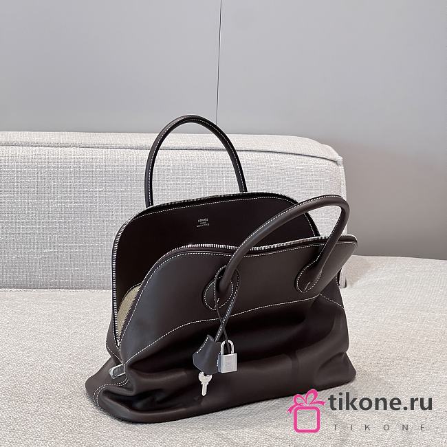 Hermes Bolide Bag Swift Leather Silver Brown 35cm