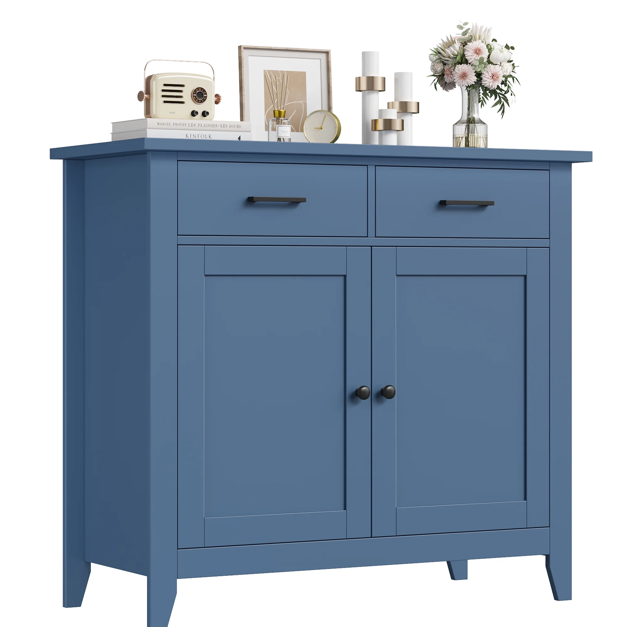 Homfa Entryway Cabinet, Kitchen Storage Cabinet, Farmhouse Buffet Sideboard with 2 Drawers and 2 Doors,Coffee Bar with Storage for Dining Room Living Room,White - Image 41