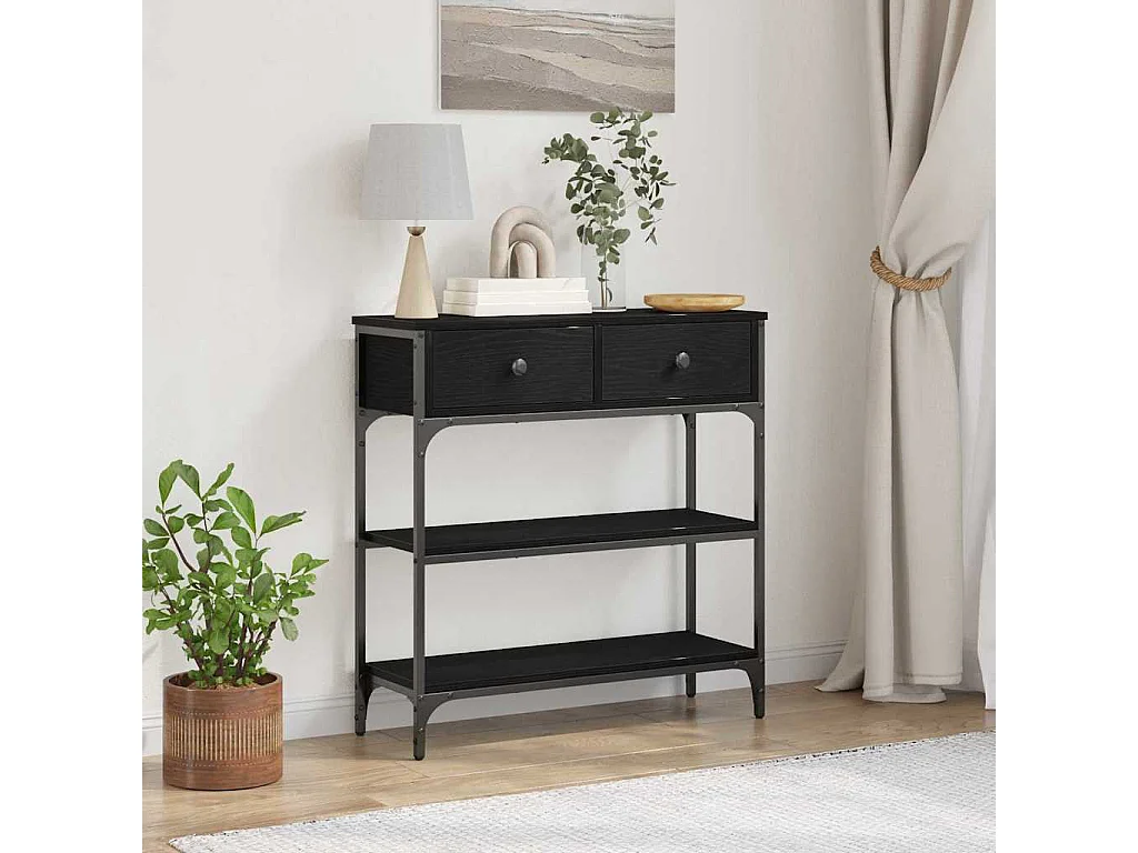 Table Console avec tiroir Chêne noir 72,5 x 25 x 75 cm
