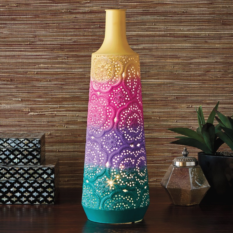 Lit Laser-Cut Metal Vase - MIDNIGHT VELVET CATALOG