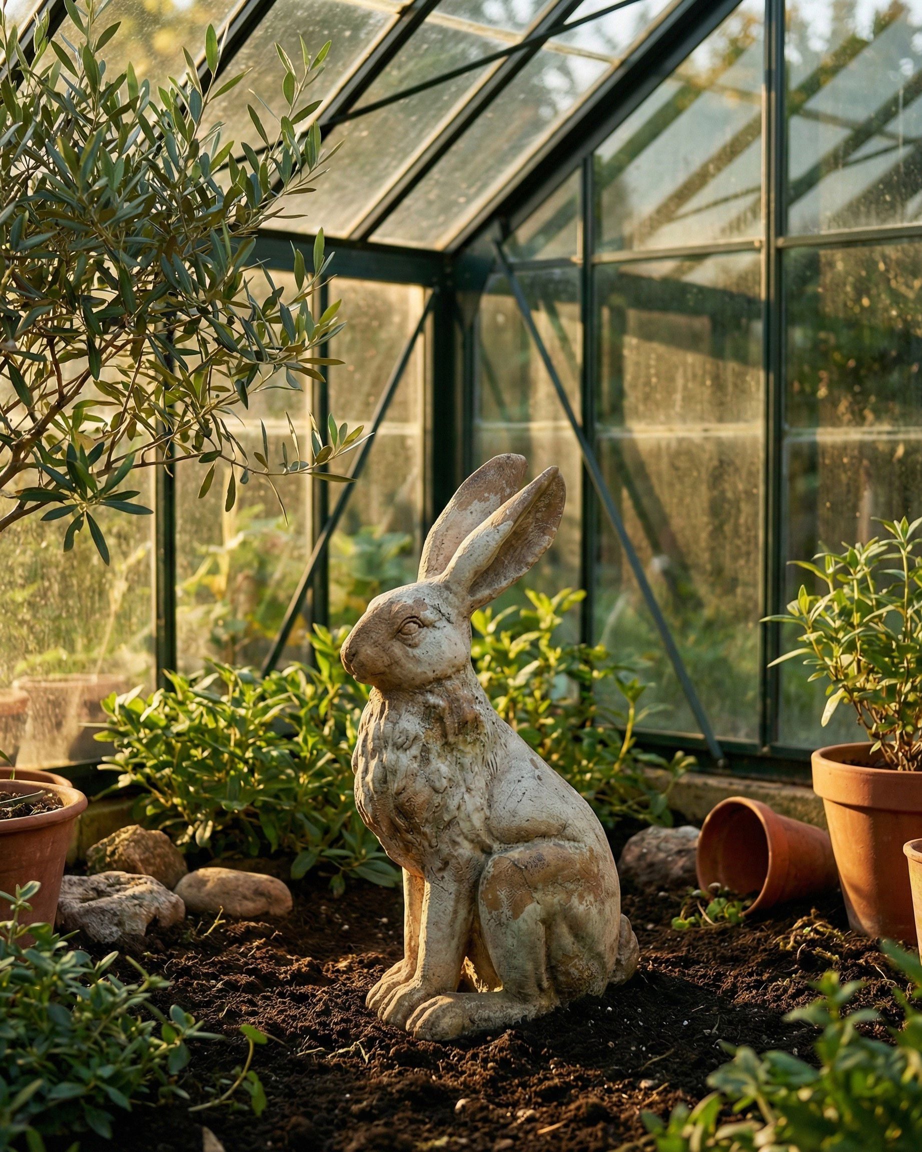 Garden Statue NEIVE Hare Beige