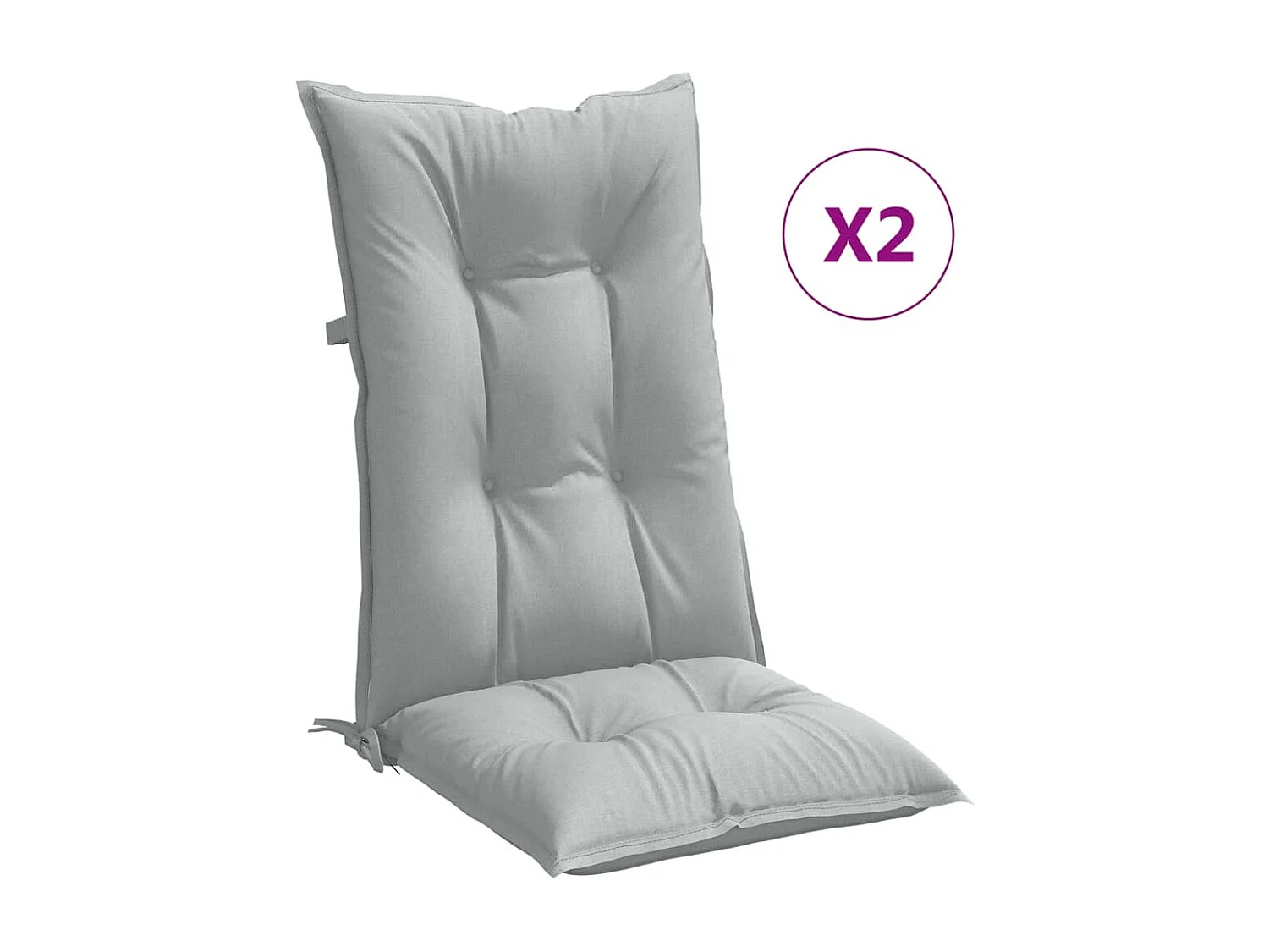 Coussins de chaise à dossier haut lot de 2 gris clair mélangé