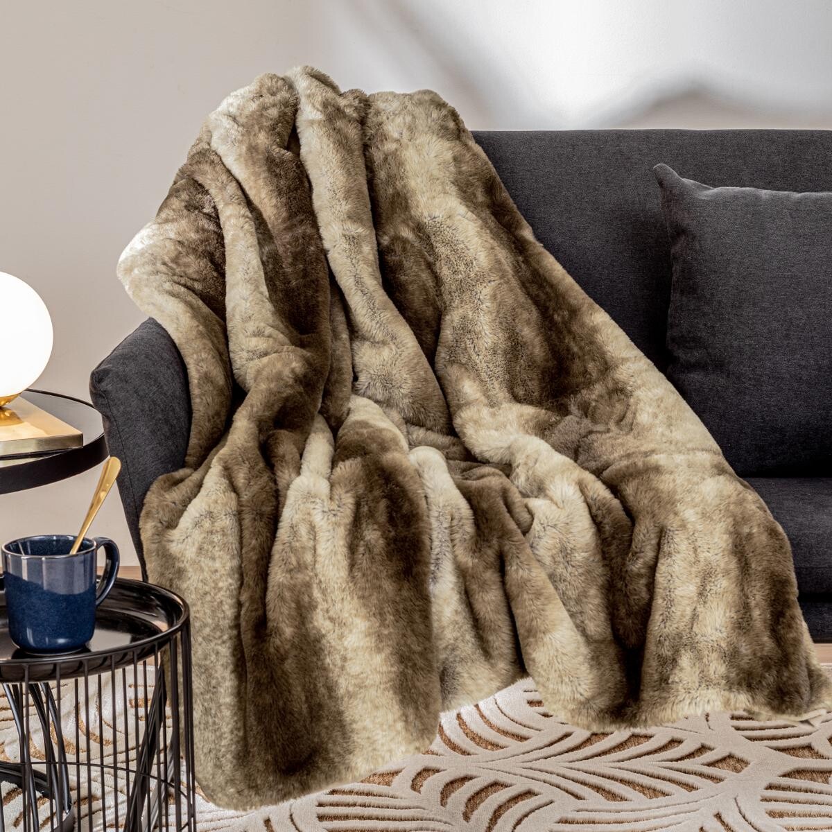 Faux Fur plaid "Grizzli" Beige, 120x160 cm