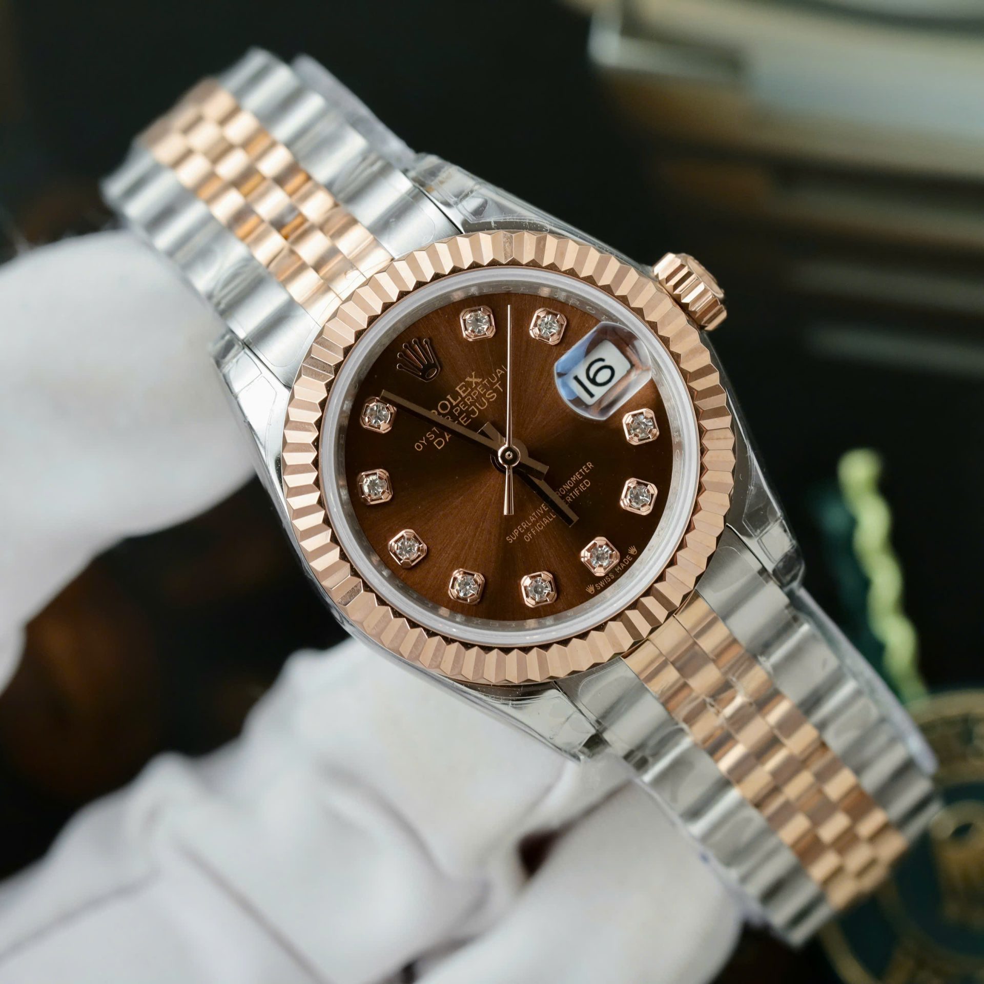 Rolex Lady-DateJust Women Replica Watch Chocolate Dial Jubilee Strap 28mm - Elite Watch Atelier