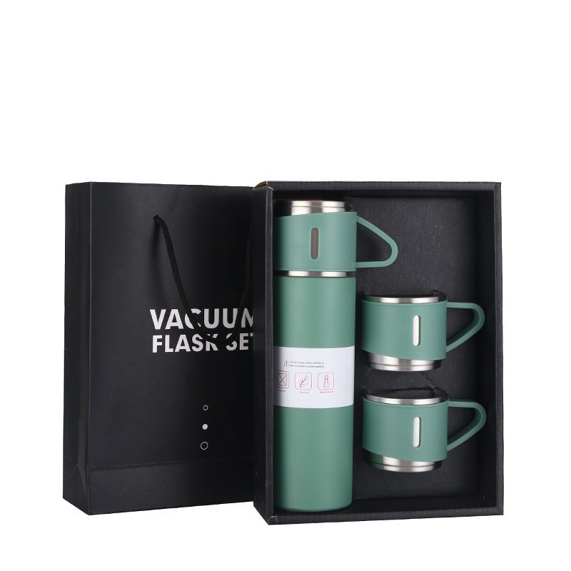 Stainless Steel Thermos Cup Three Lids 500ml Large Business Gift Set Household Vacuum Insulated BPA Free 12-24hr