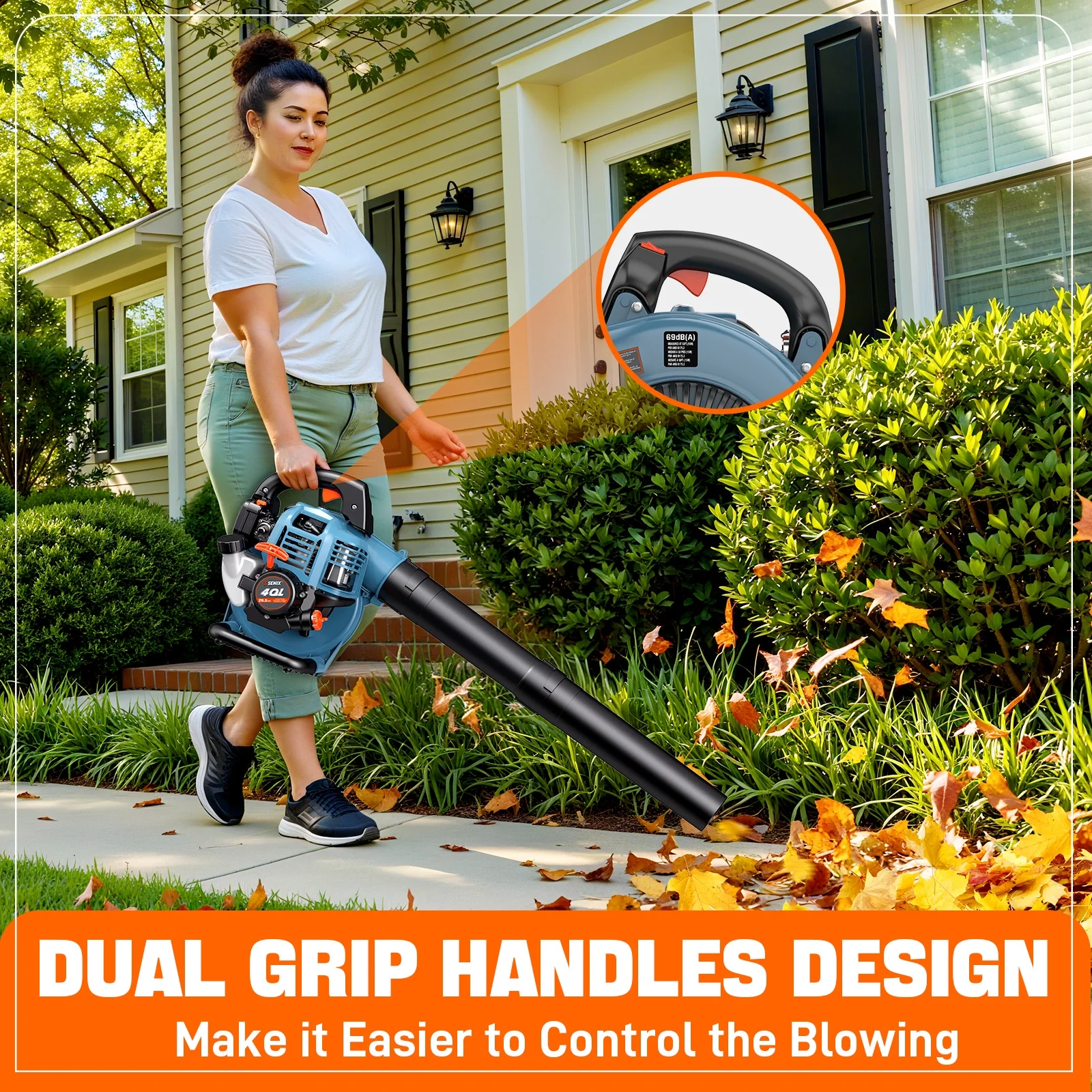 SENIX 4QL 26.5cc 4-Cycle Gas Powered Leaf Blower, 410 CFM/125 MPH, Dual-Grip Handle, Lightweight, BL4QL-L - Image 7