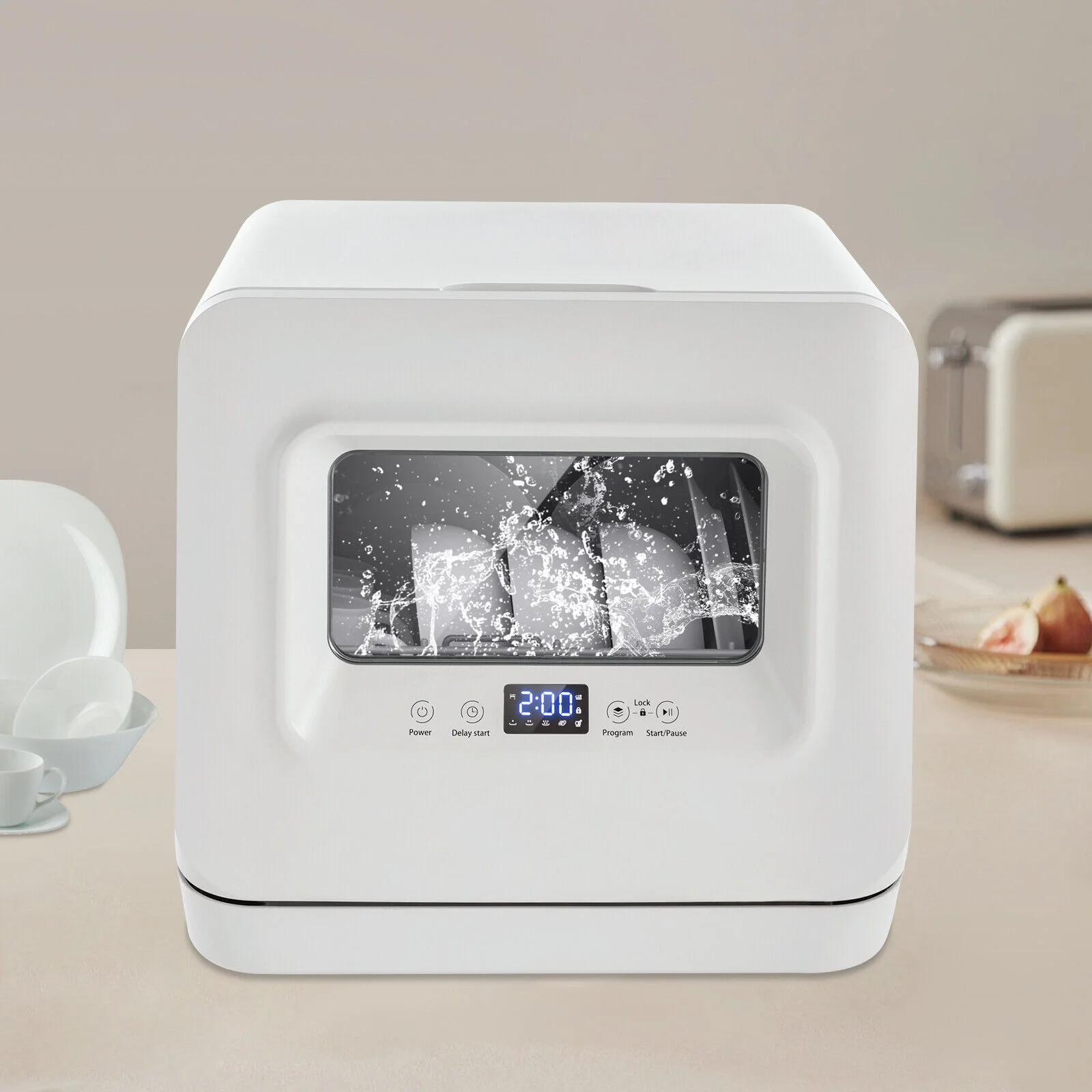 TFCFL Portable Compact Dish Washing Machine Countertop Mini Dishwasher with Water Tank Leak-Proof Air Dry