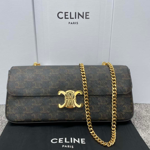 CELINE's new TRIOMPHE logo printed chain bag