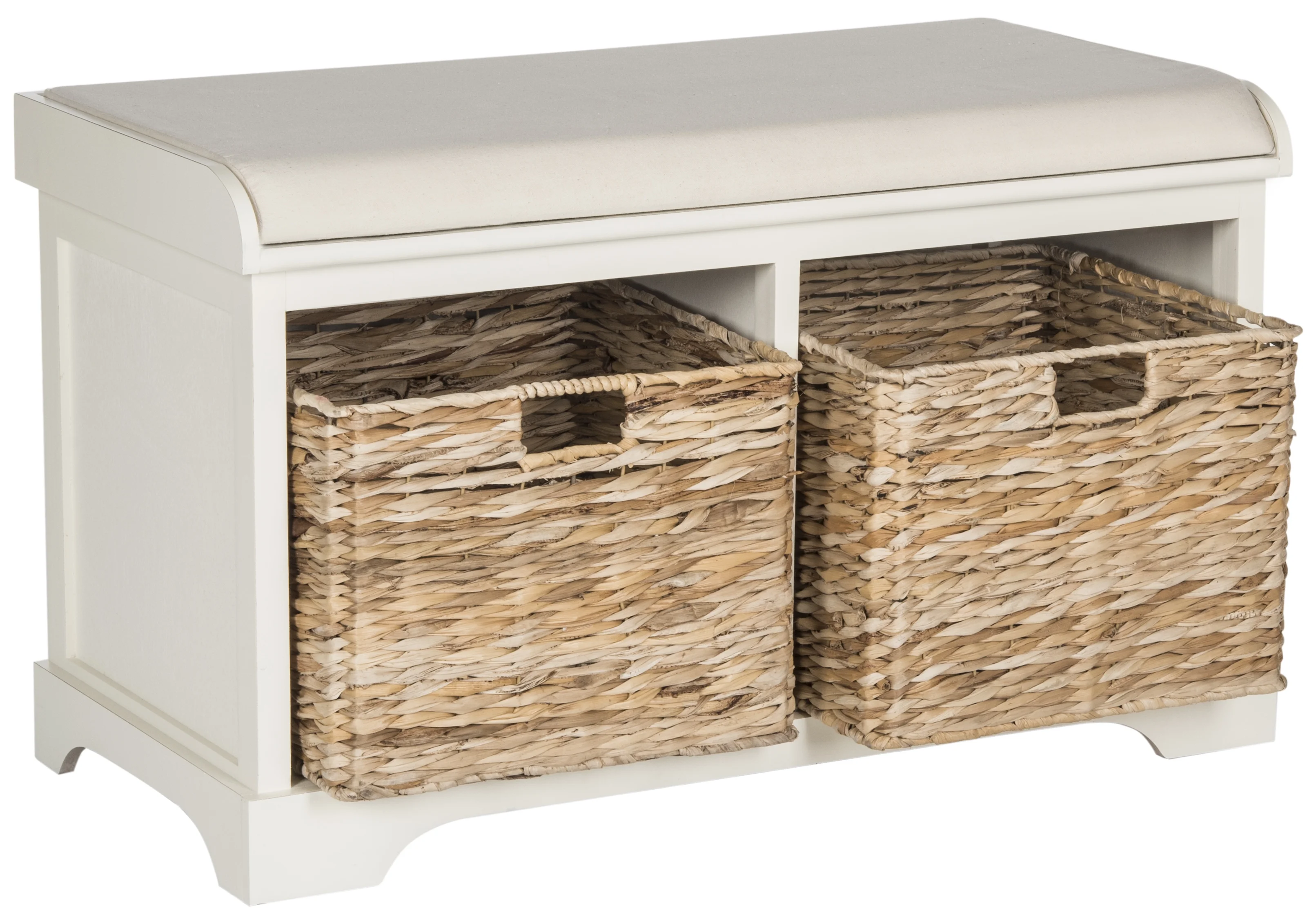 SAFAVIEH Freddy Contemporary Wicker Storage Bench with Cushion, Vintage Grey - Image 19