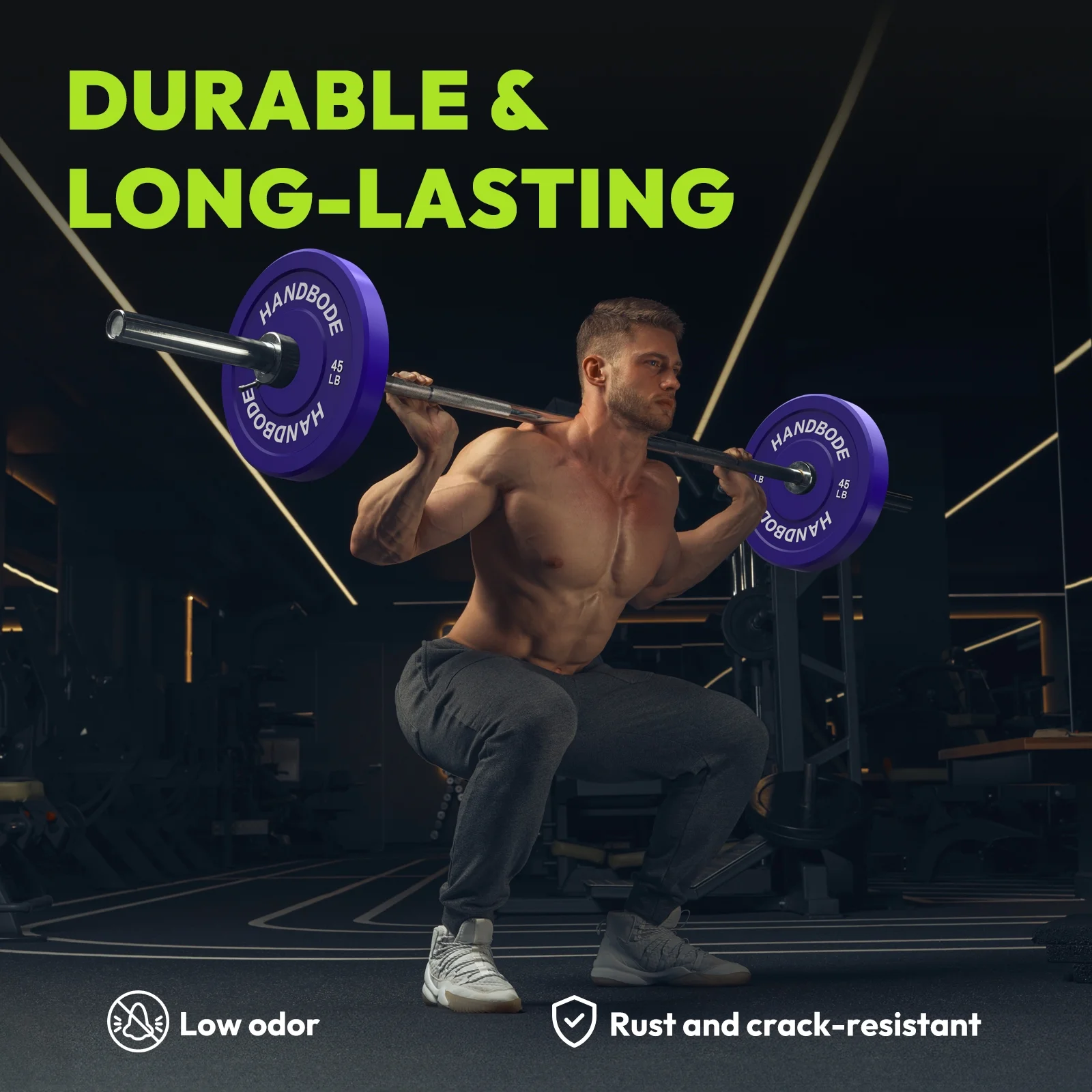 HANDBODE Bumper Plates Olympic Weight Plates, Colored Rubber plate for Weight Lifting and Strength Training 140LB - Image 10